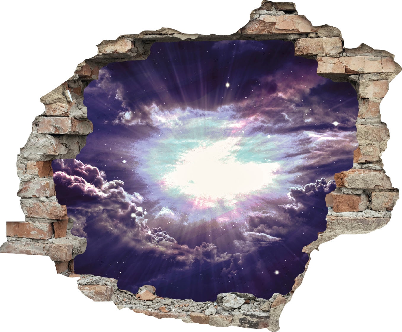 Image of queence Wandtattoo "lila Wolken" Wandsticker, Wandbild, selbstklebend, 3D, Wanddurchbruch