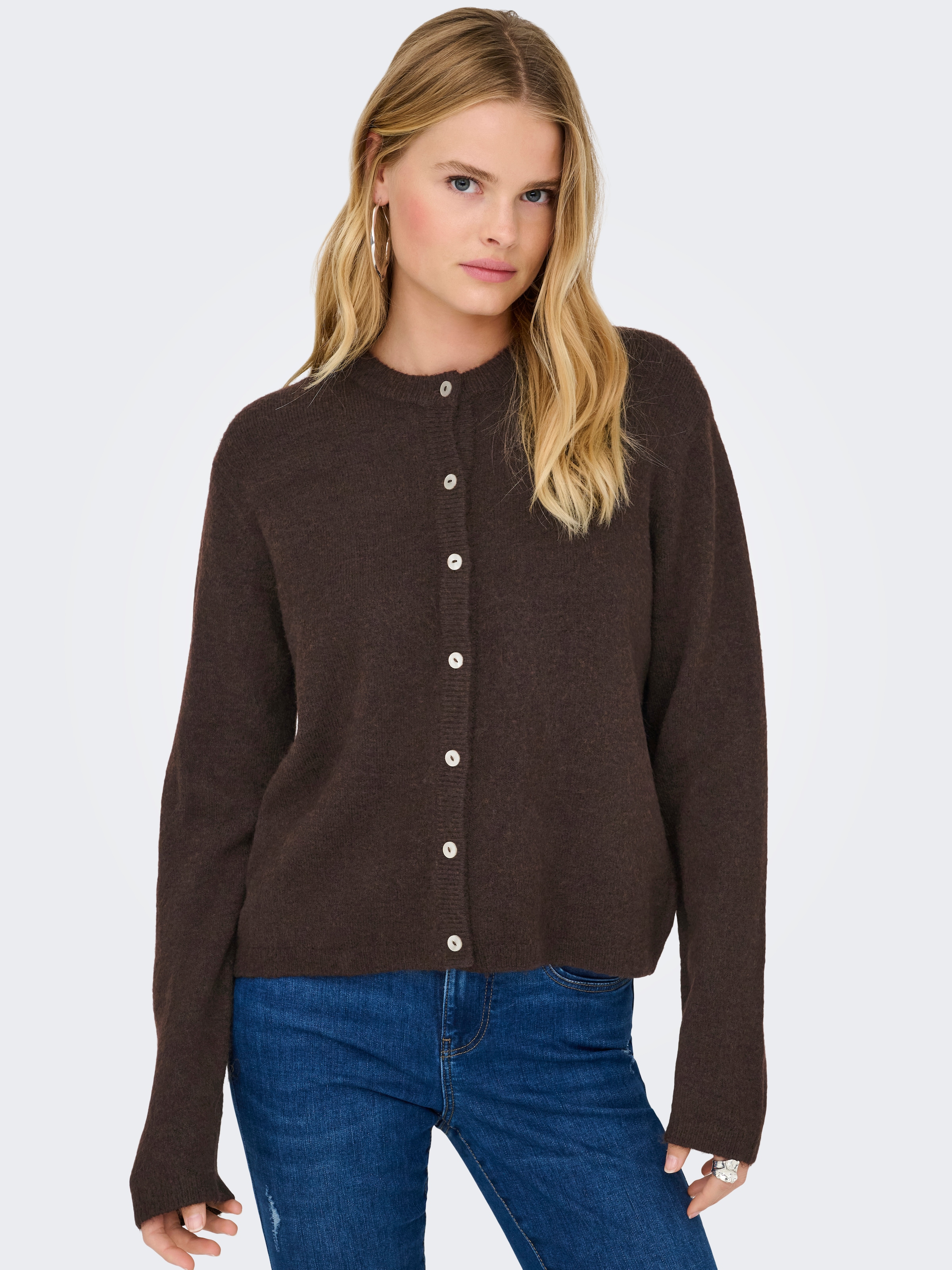 ONLY Strickjacke »ONLSIMONI L/S O-NECK CARDIGAN KNT NOOS« Materialmix, relaxed fit