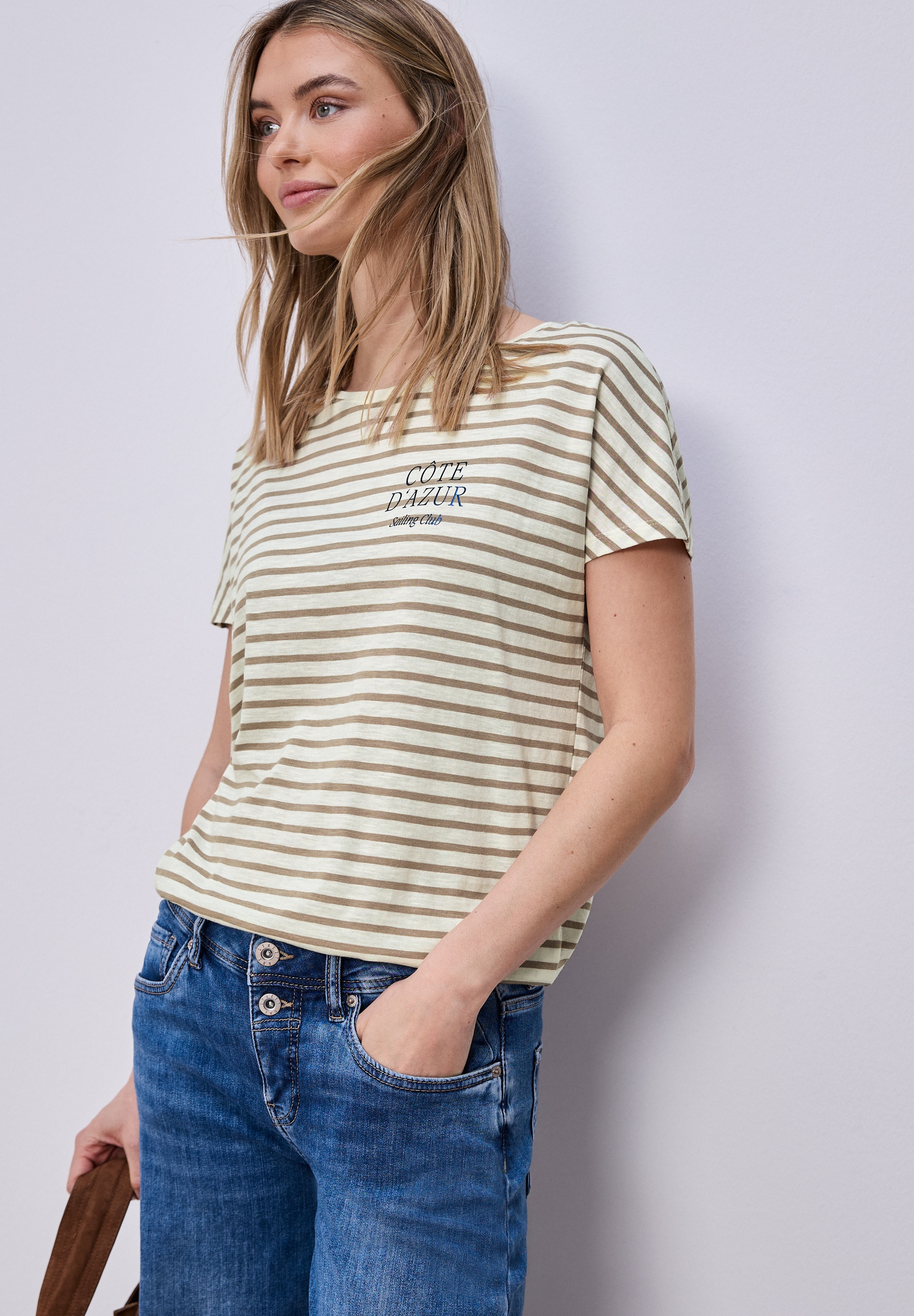 Image of STREET ONE Rundhalsshirt Sommershirt mit Streifen