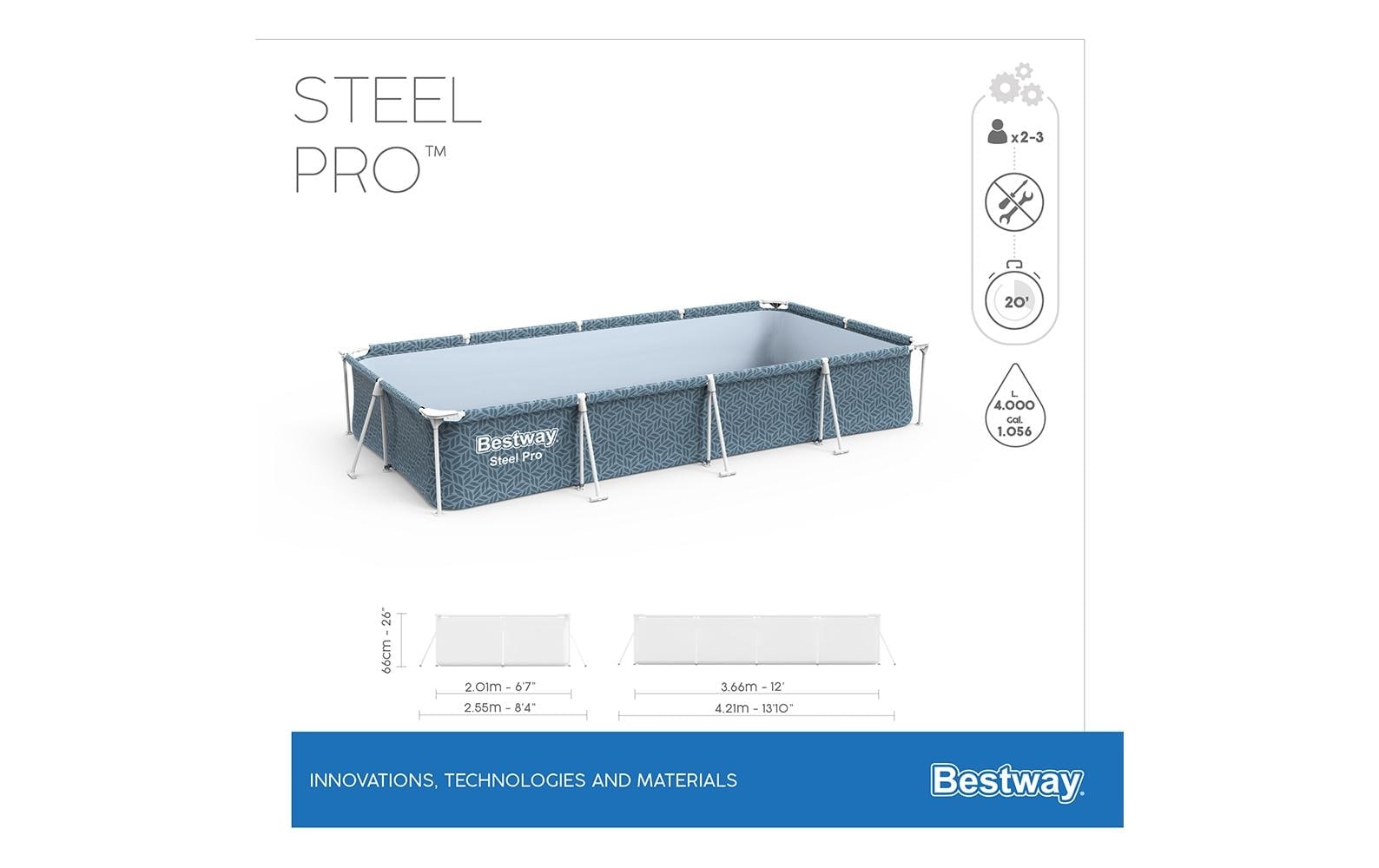 Bestway Pool »mit Filterpumpe Steel Pro 366 x 201 x 66 cm«
