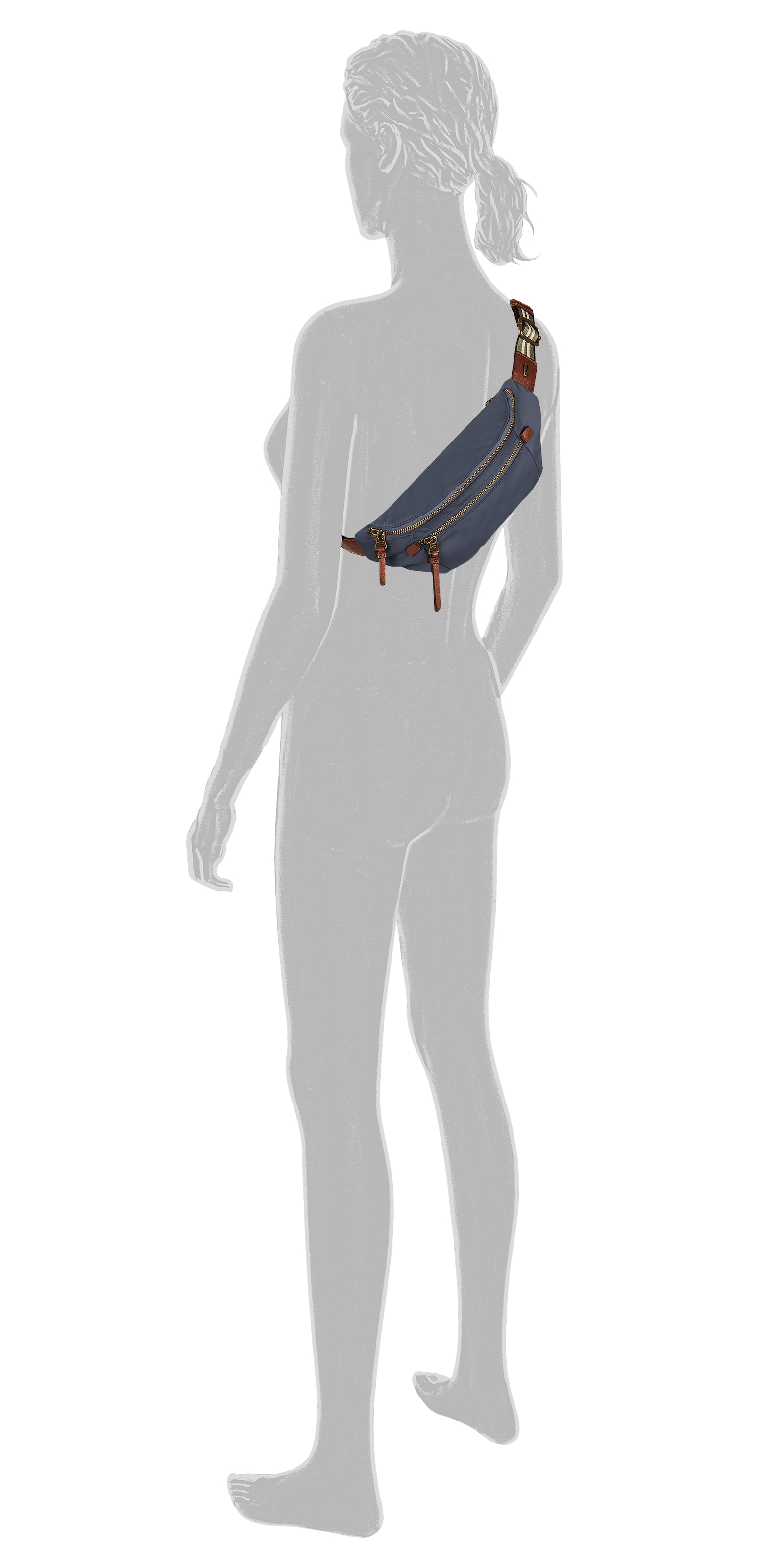 camel active Sac ventral »Bari« aus hochwertigem matten Nylon mit gestreiftem Gewebeband