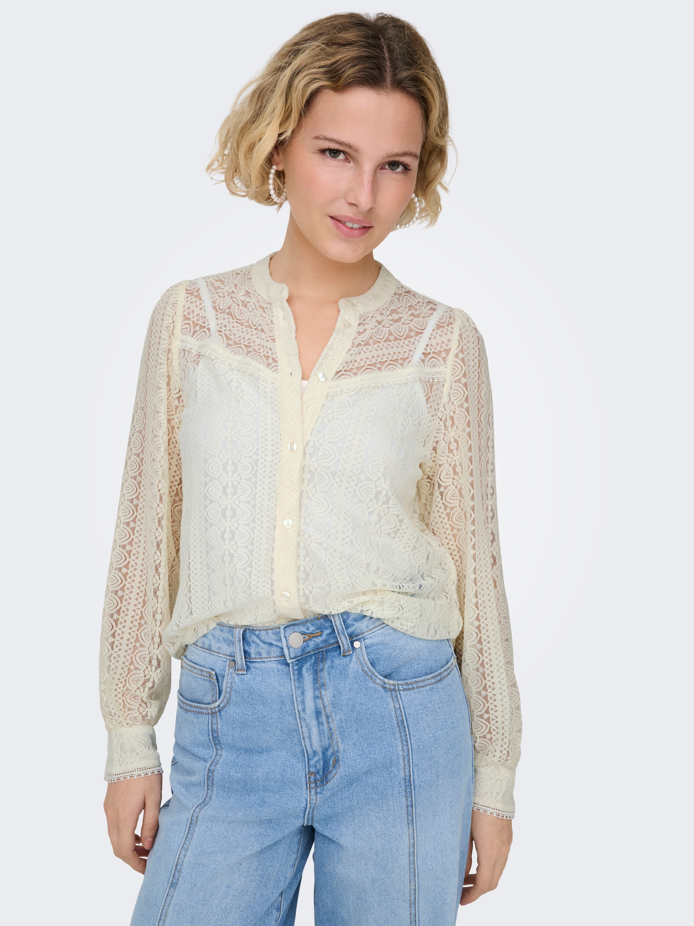 ONLY Blouse en dentelle »ONLREBA LACE L/S SHIRT WVN NOOS«