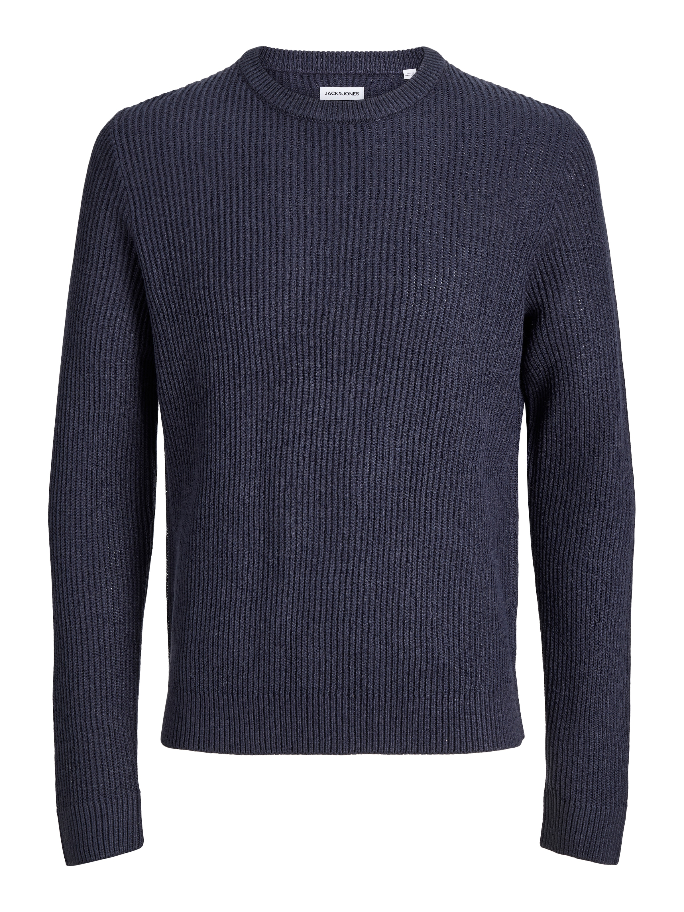 Jack & Jones Rundhalspullover »JJPANNEL KNIT CREW NECK AW26« Materialmix, regular fit