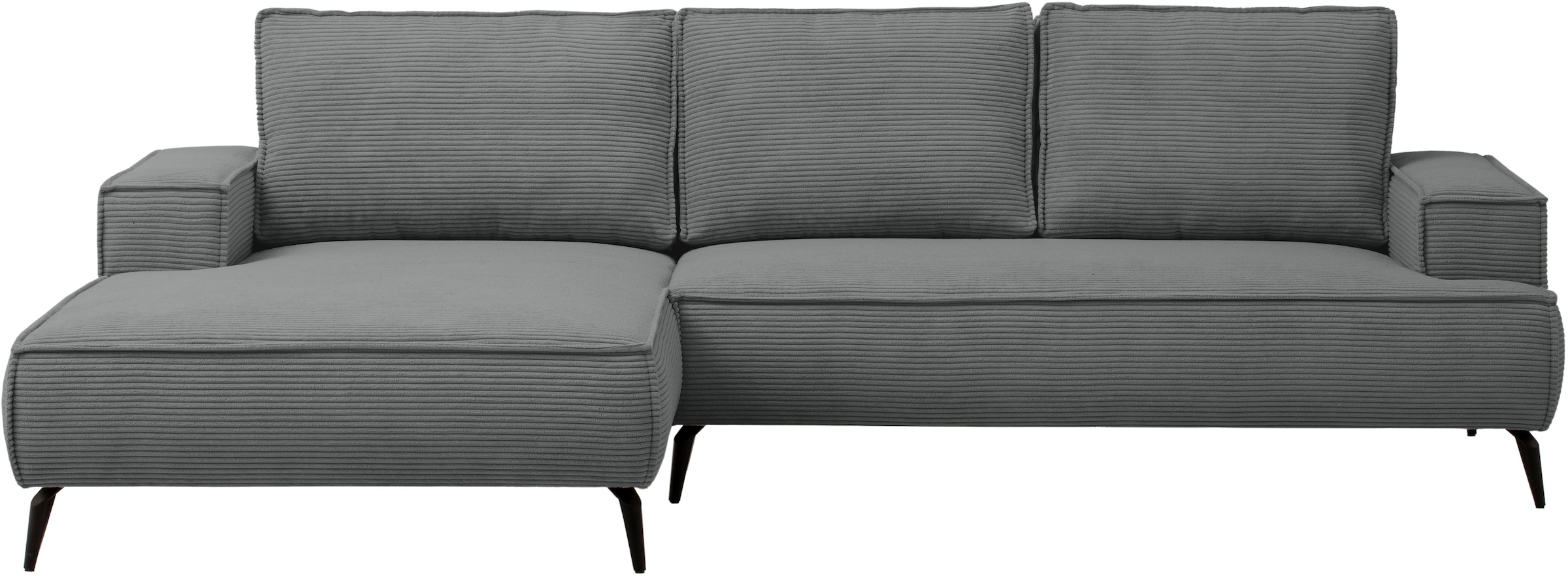 andas Ecksofa »TVINNU, L-Form in Cord, Sofa«, wahlweise Recamiere rechts/links, schwarze Füsse, bequemer Sitzkomfort