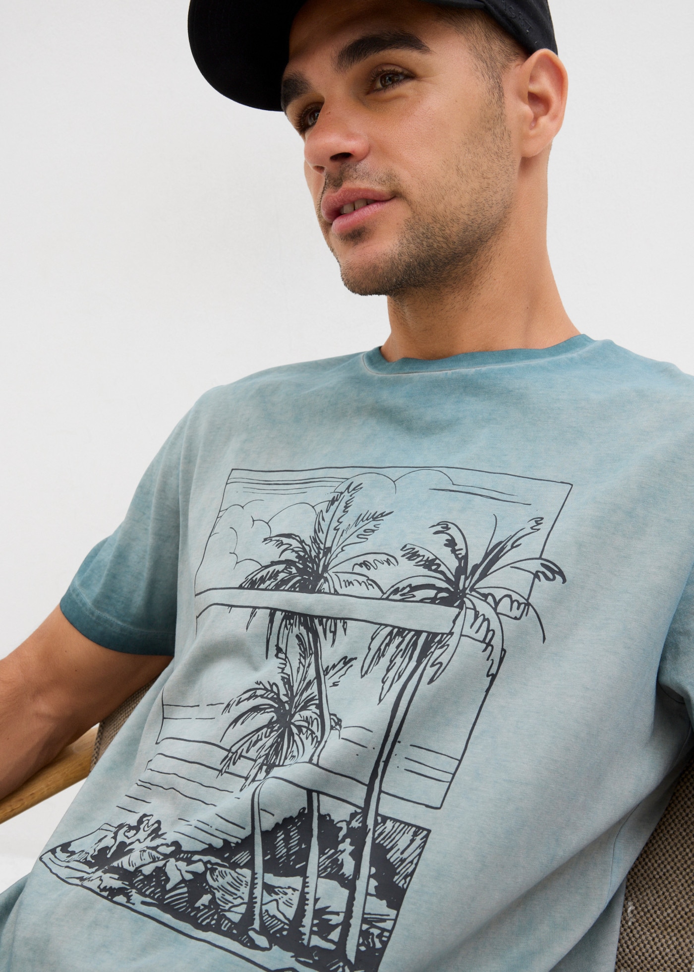 bonprix T-Shirt aus reiner Baumwolle, mit Oil-Dyed-Effekt