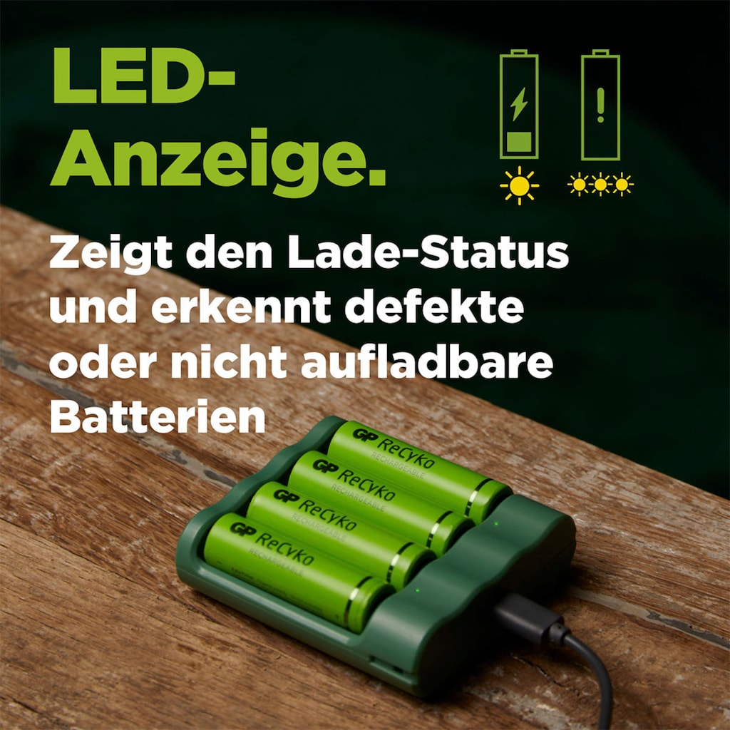 GP Batteries Akku-Ladestation »USB-Akkuladegerät B421 inkl. 4x ReCyko AAA Akkus je 850 mAh«