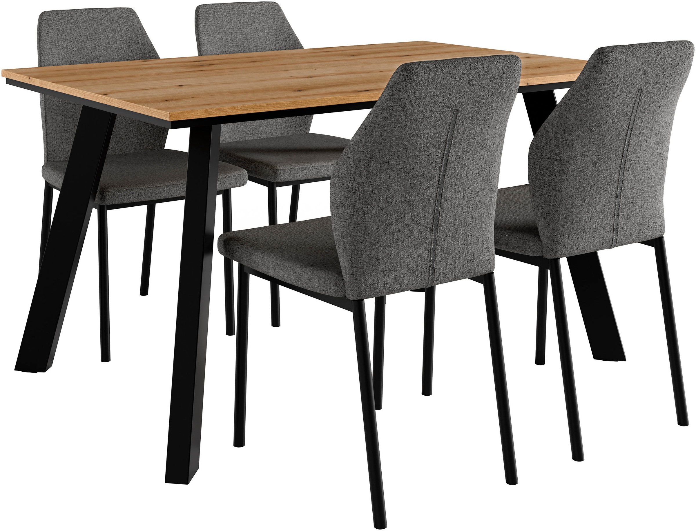 Image of GOODproduct Essgruppe "Genf Tischgruppe, Esstisch plus 4 Stühle" Set, Ottos DAUERTIEFPREIS, 5 Stk. tlg. Esstisch 138 cm, 4 Esszimmerstühle, moderne Tischplatte in Evoke eiche