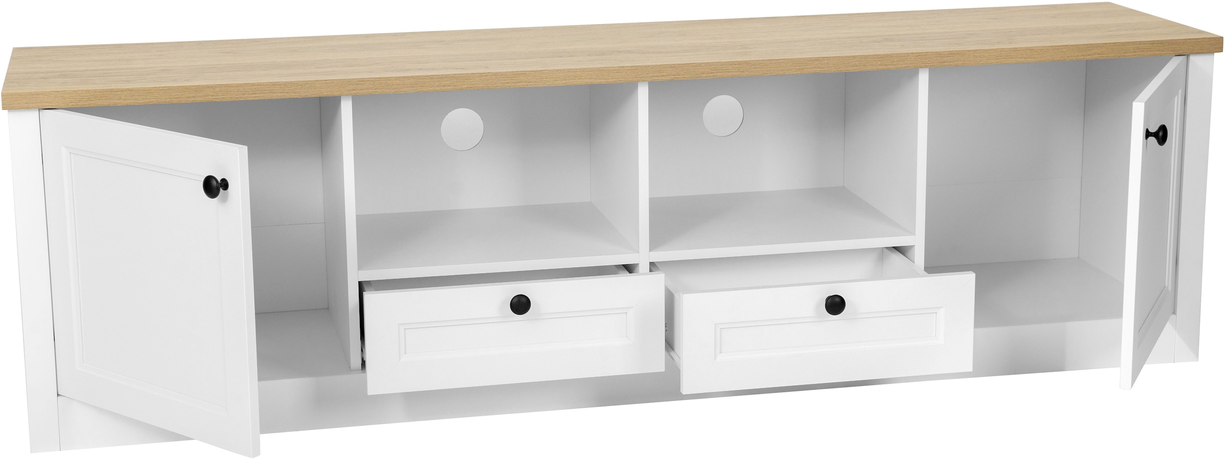 GOODproduct TV-Board »Ismund« aus MDF, mit Holz-Zierleiste, schwarzem Metallgriff, Breite 180 cm