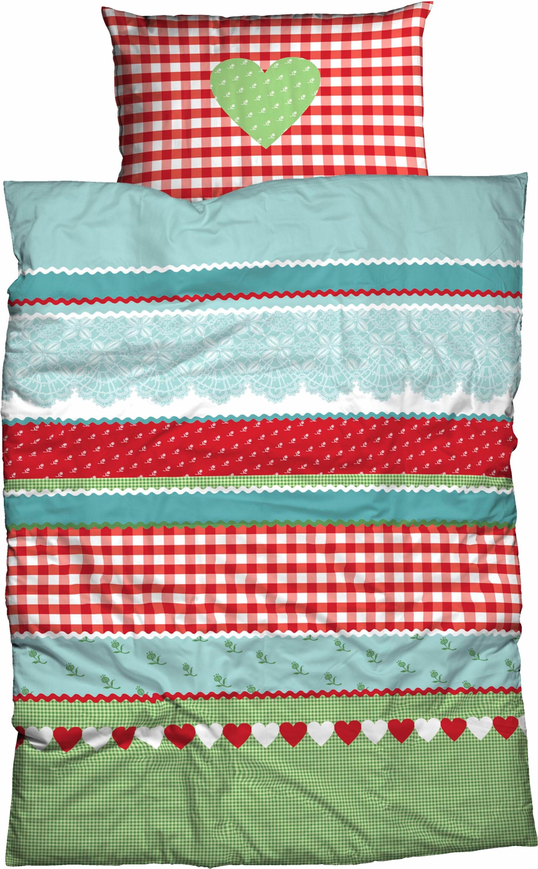 Image of CASATEX Bettwäsche "Herz-Karo" 2 Stk. niedlichem Herz-Karo Design
