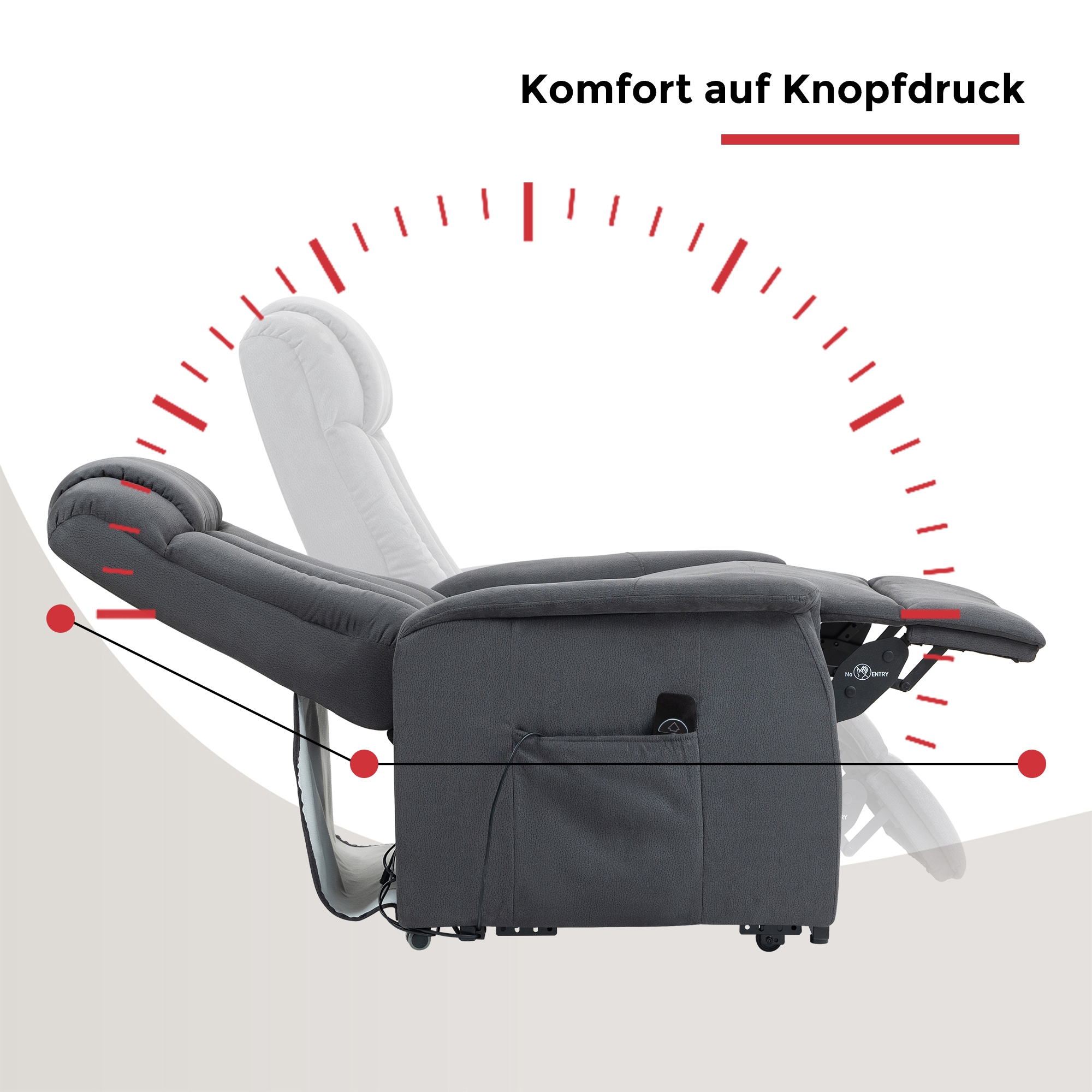 Duo Collection Fauteuil TV »Delphi mit elektrischer Aufstehhilfe« fonction relaxation et ressorts ensachés avec suspension à lames en acier