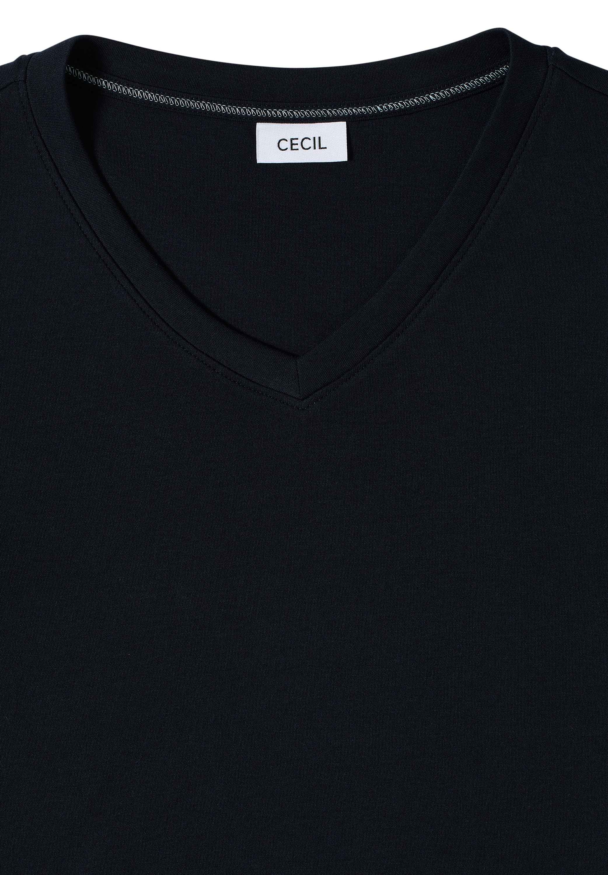 Cecil 3/4-Arm-Shirt mit V-Ausschnitt, unifarben