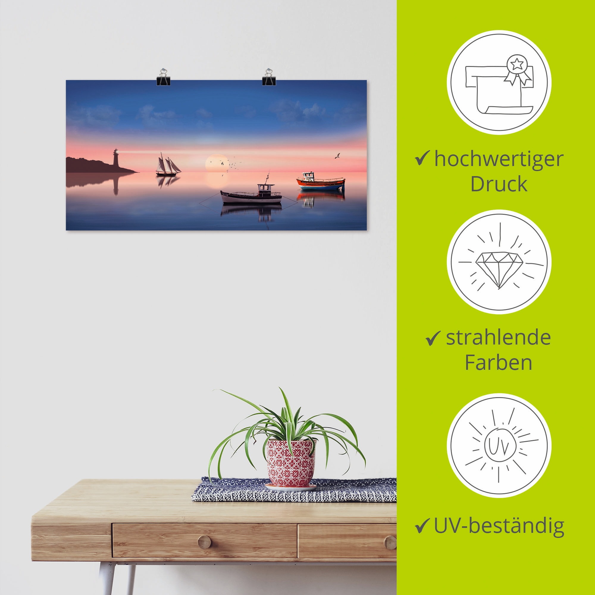 Artland Poster »Fischerboote«, Boote & Schiffe, (1 St.), als Leinwandbild, Wandaufkleber oder Poster in versch. Grössen