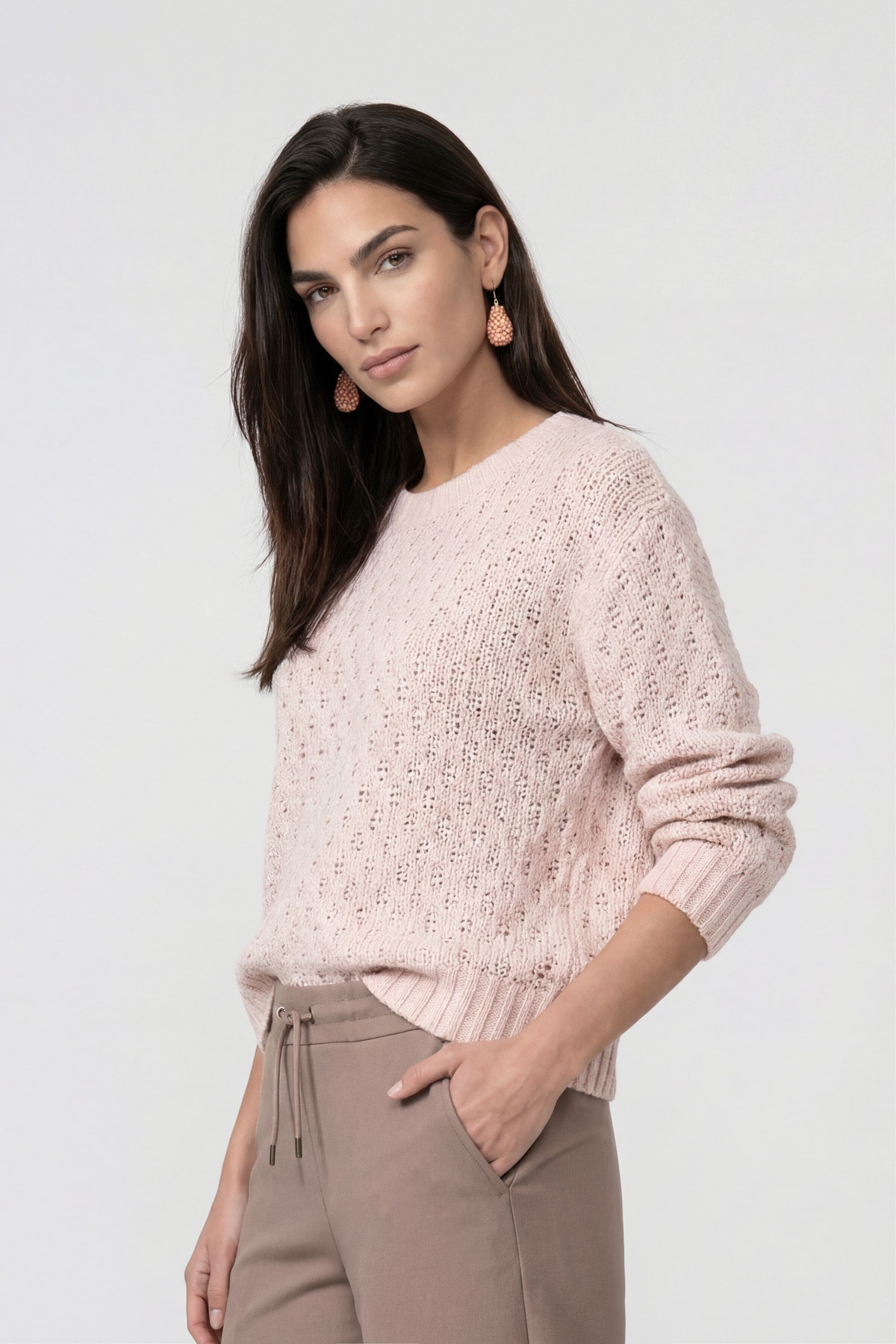 Monari Pull en tricot »Pullover Lurex« Coupe régulière avec col rond