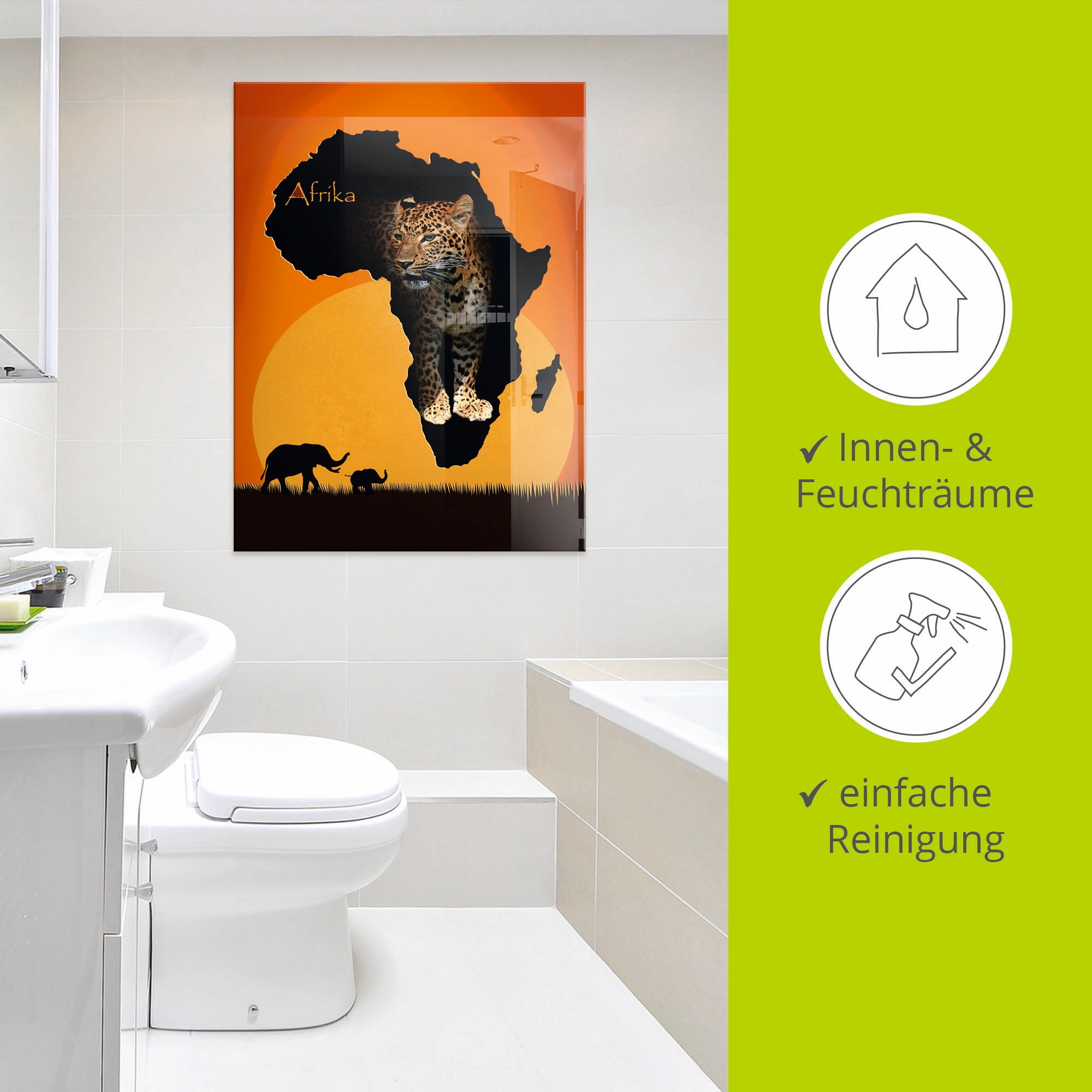 Artland Glasbild »Afrika der schwarze Kontinent«, Wildtiere, (1 St.), in verschiedenen Grössen