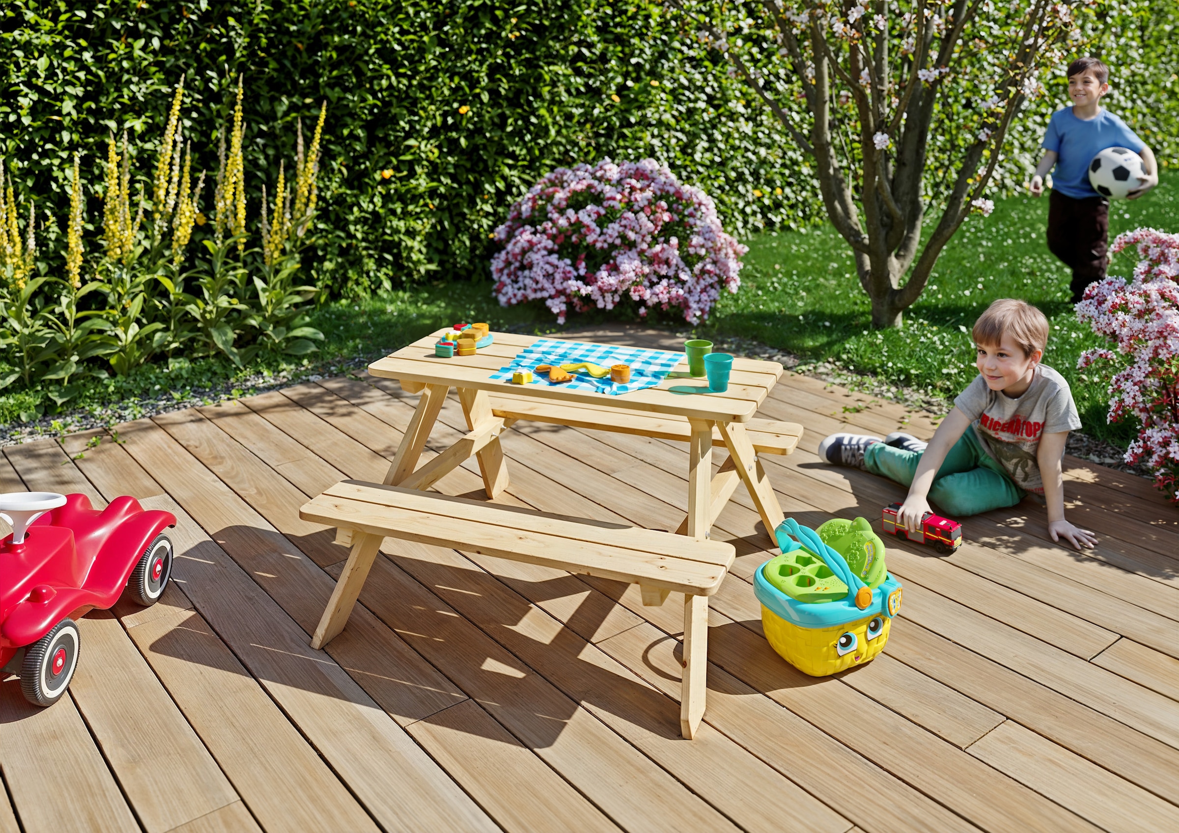 Image of KONIFERA Kindertisch "Picknicktisch für Kinder aus unbehandeltem Nadelholz" BxTxH: 89x90x51 cm; perfekte Sitzhöhe für Kinder