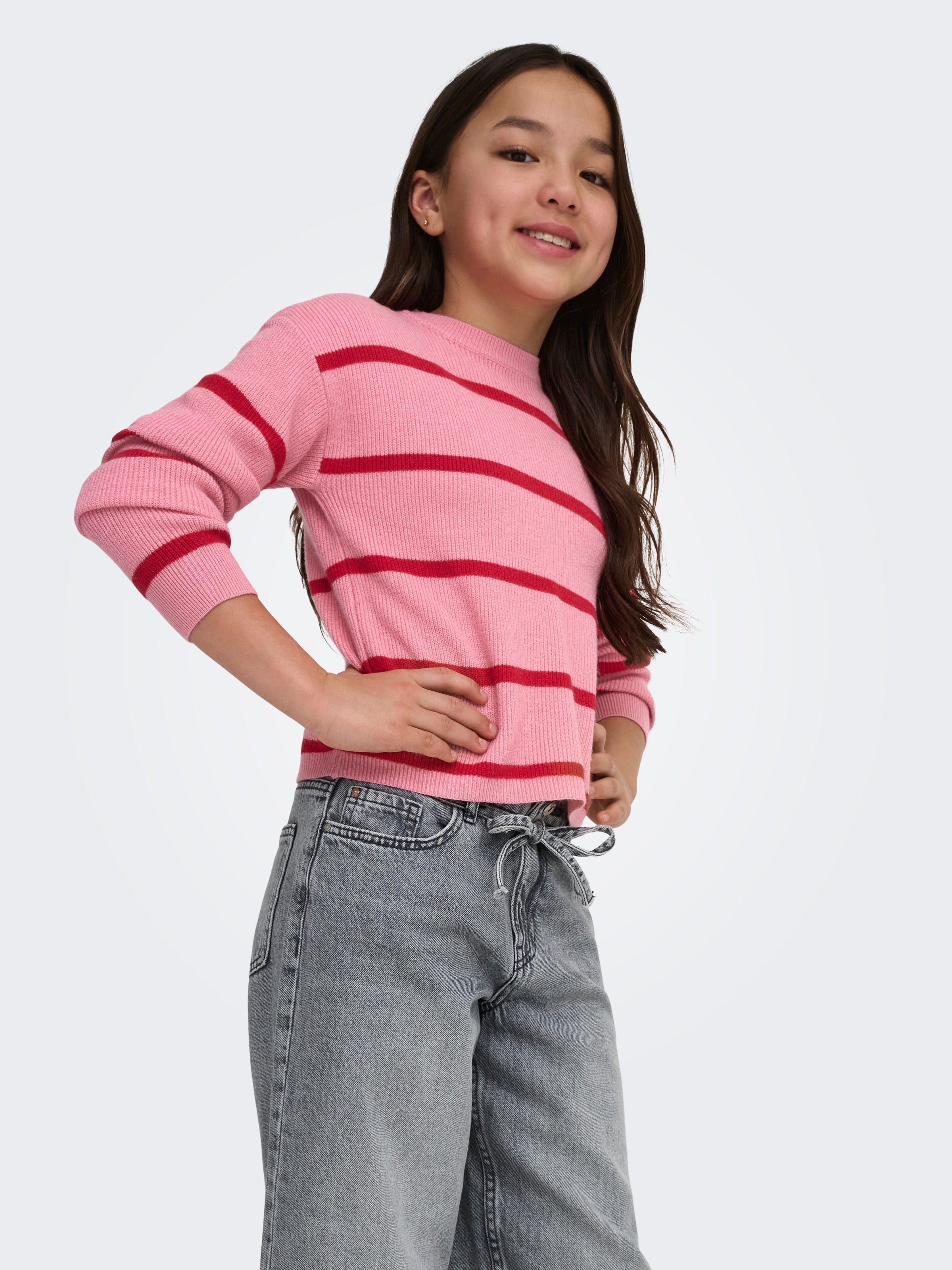 KIDS ONLY Strickpullover »KOGFRANCA SHORT L/S STRIPE KNT NOOS« Viskosemischung, loose fit