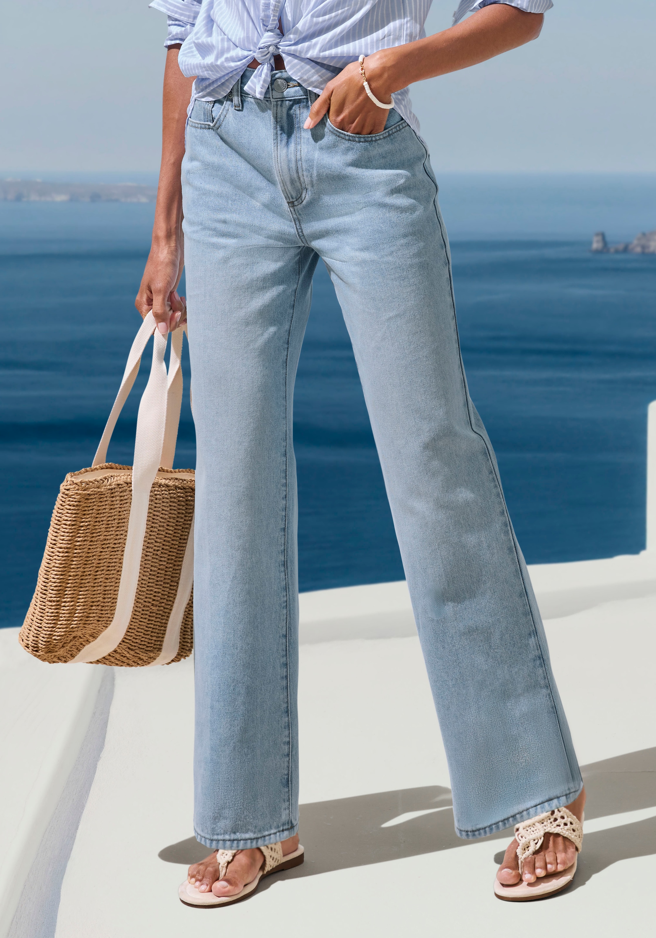 LASCANA Weite Jeans, mit hohem Bund und 5-Pocket-Style, Wide-Leg Jeans