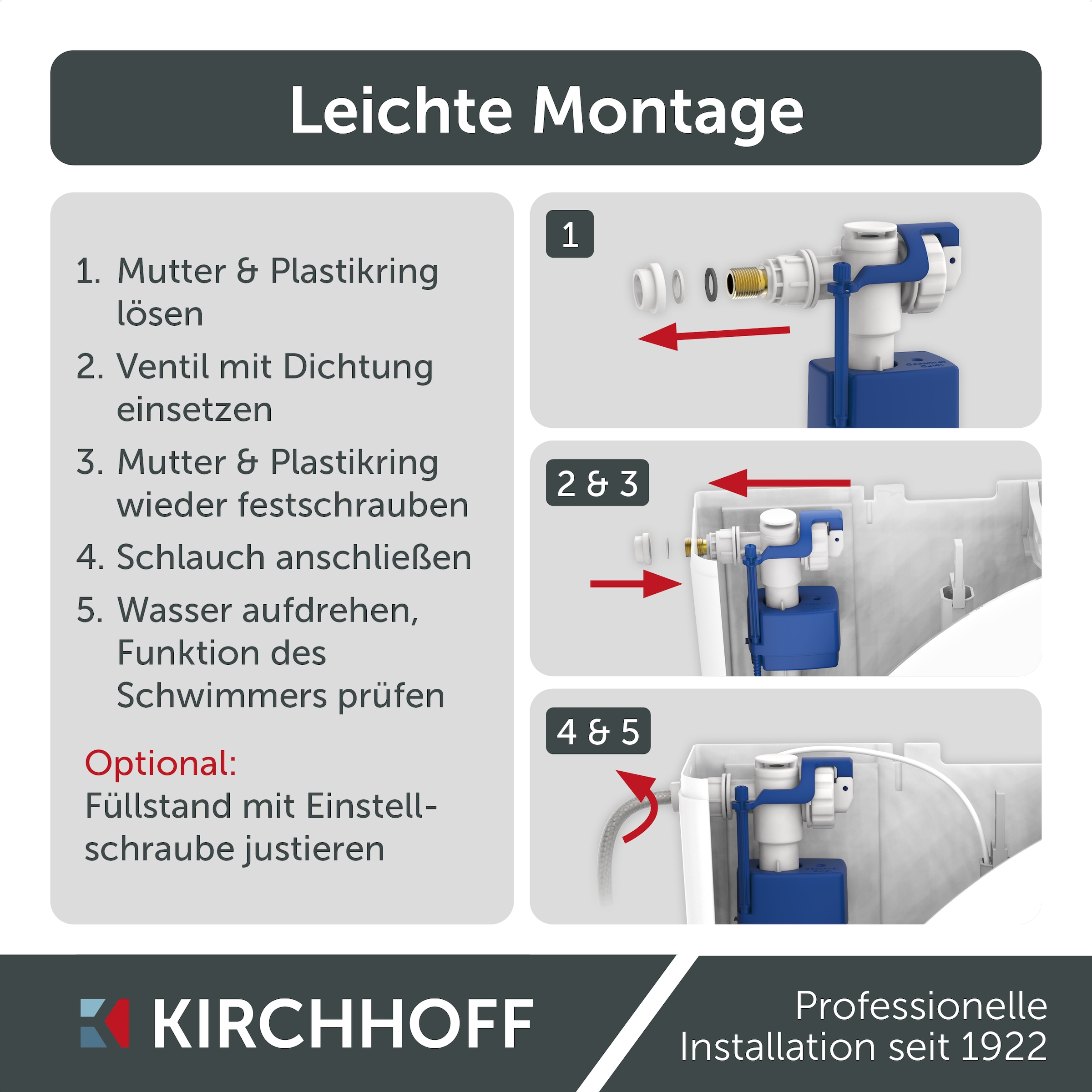 Kirchhoff Füllventil Universal-Schwimmerventil, 6-9 Liter