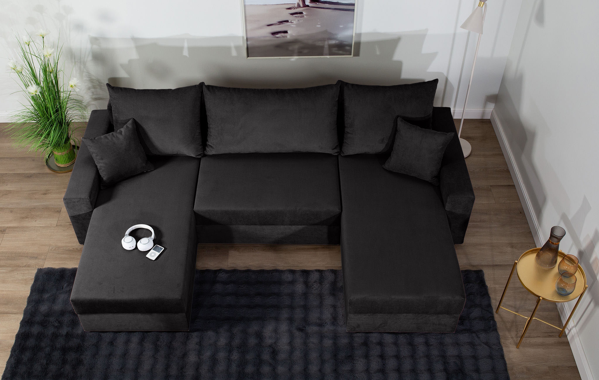 COLLECTION AB Wohnlandschaft »Pico U-Form« Wohnlandschaft,2 X Ottomane,Polyätherschaum Polsterung