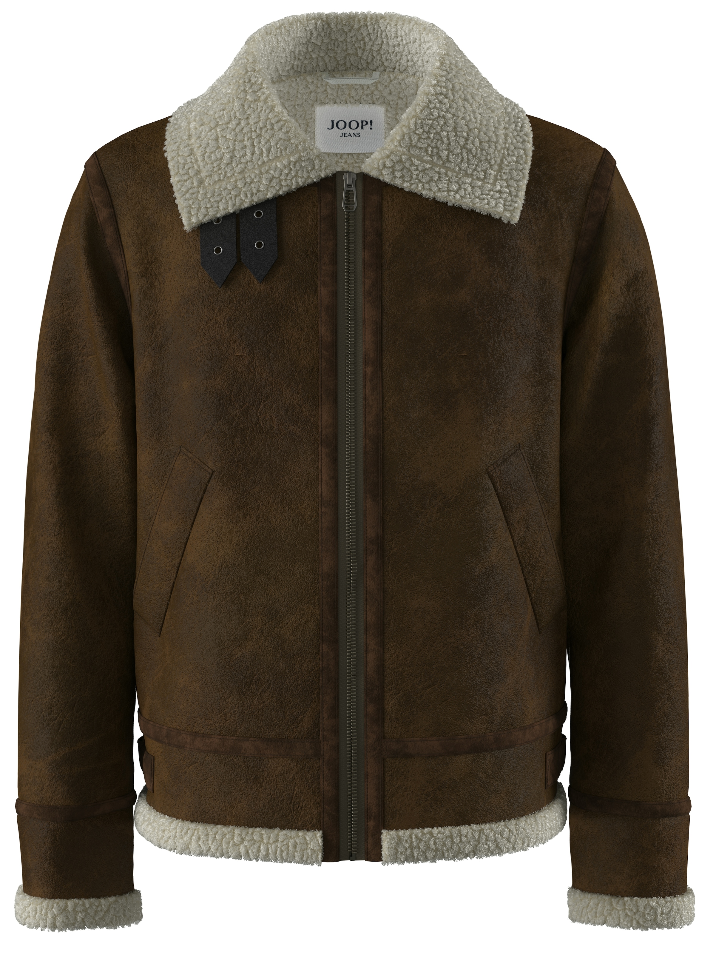 Image of Joop Jeans Lederimitatjacke "Sawyer" ohne Kapuze mit zwei Eingrifftaschen an der Seite