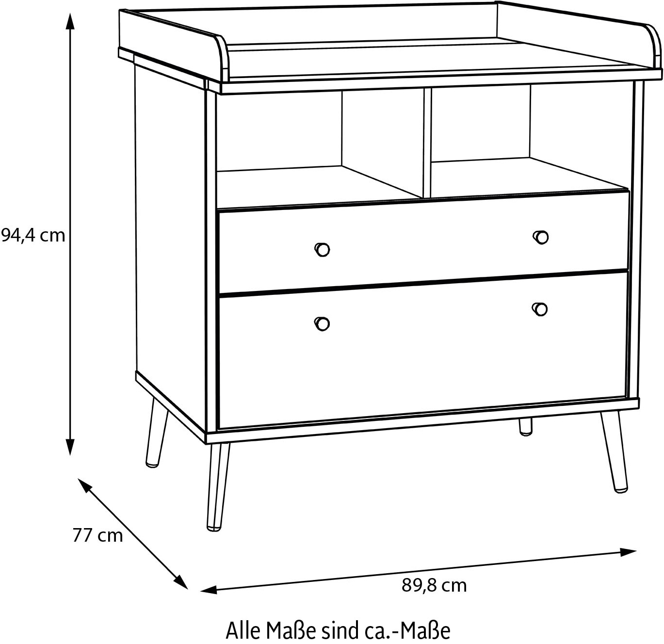 FORTE »Whenua« Wickelauflage, erhöhter Rand, 2 farbig, Stauraum offen Fächer etc. 89,8 cm