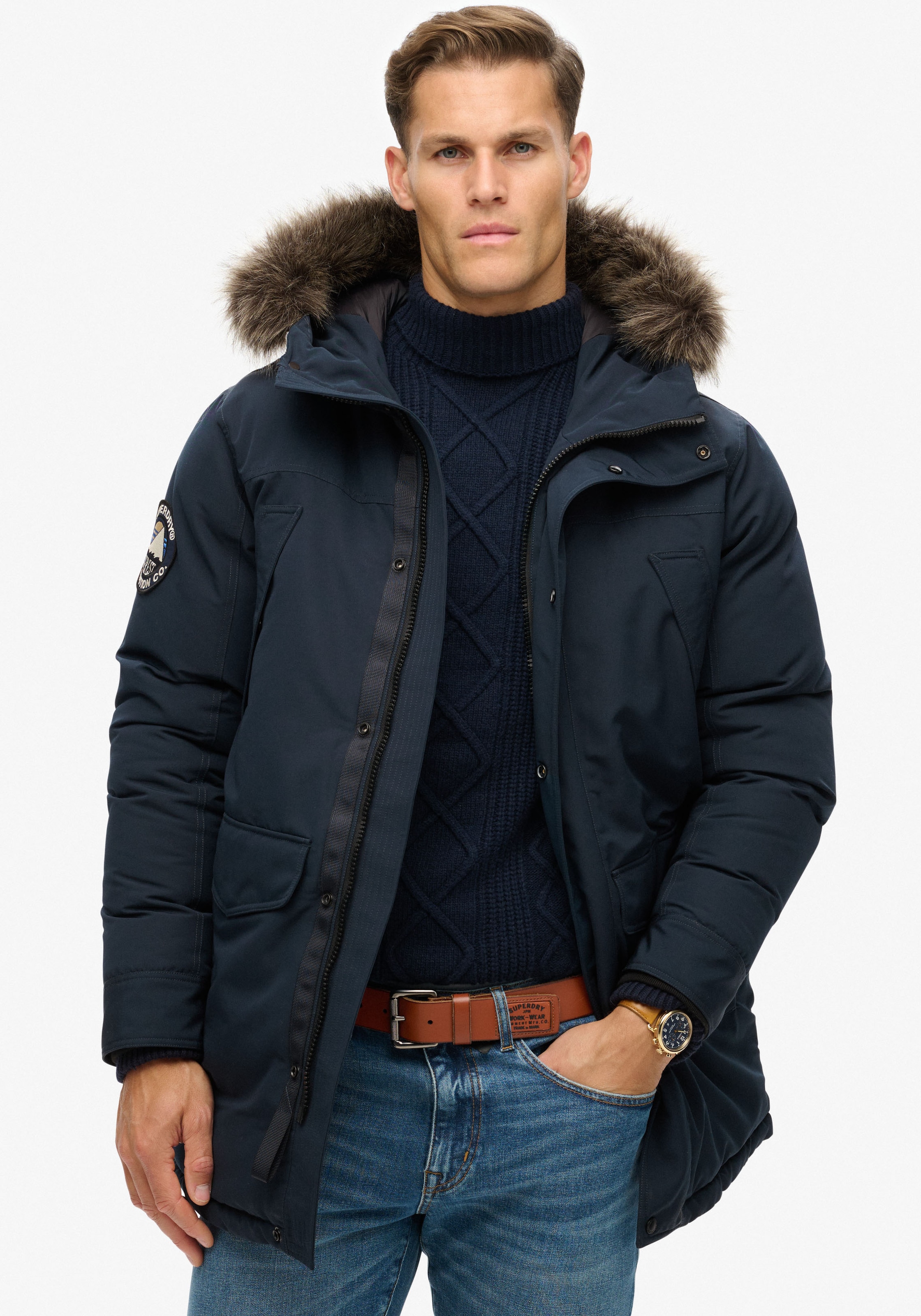 Image of Superdry Parka "EVEREST FAUX FUR PARKA JACKET" mit Kapuze Kunstfaser, loose fit
