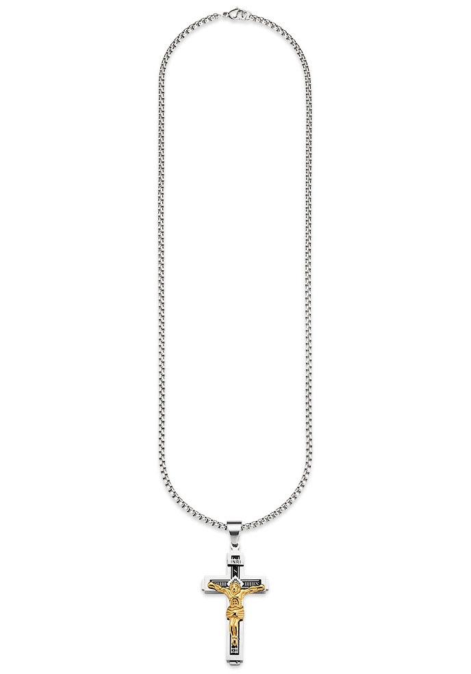 Bruno Banani Kette mit Anhänger "Schmuck Geschenk Halskette Kreuz Venezianerkette Gravur INRI"