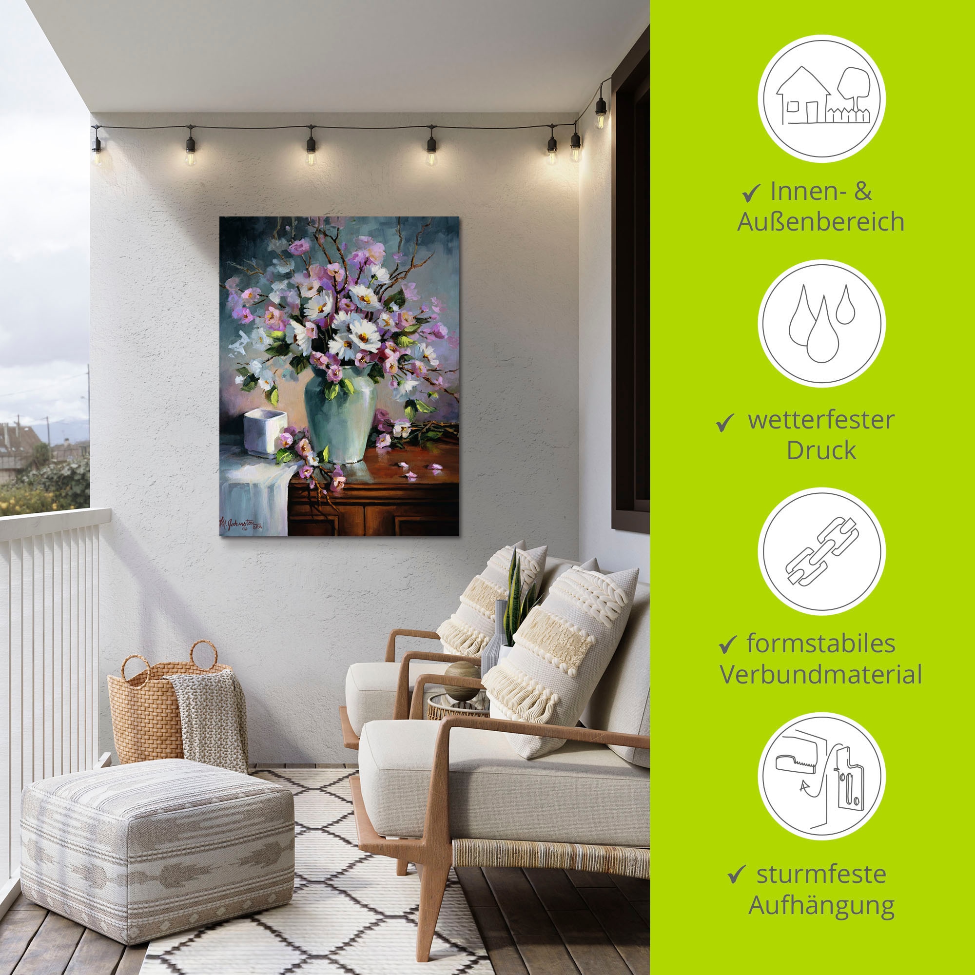 Artland Alu-Dibond-Druck »Apfel und Kirchblüten« Arrangements 1 Stk. tlg. für Innen- und Aussenbereich geeignet, Outdoorbild