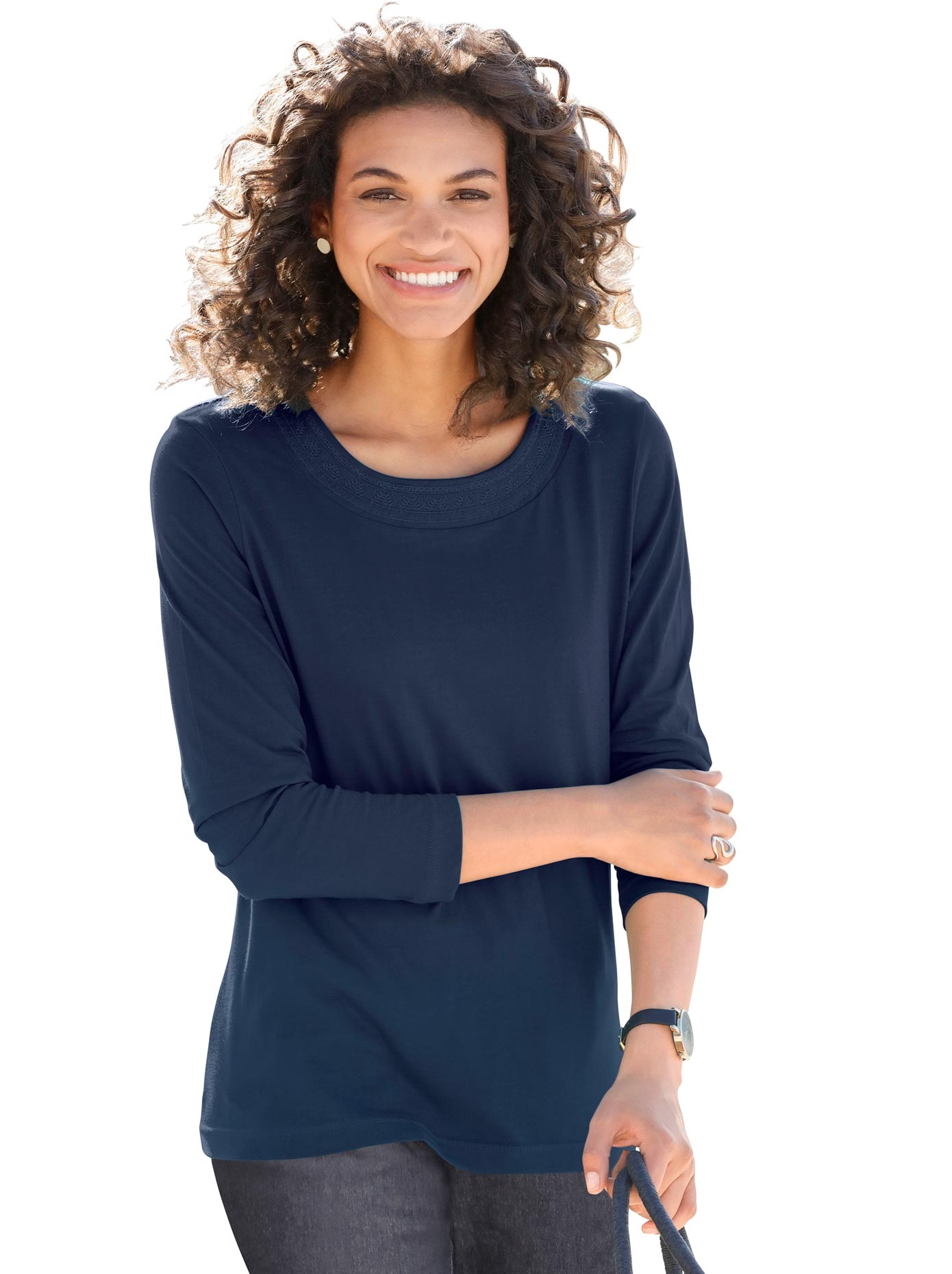 Shirt mit ton-in-ton-farbiger Stickerei im Ethno-Stil