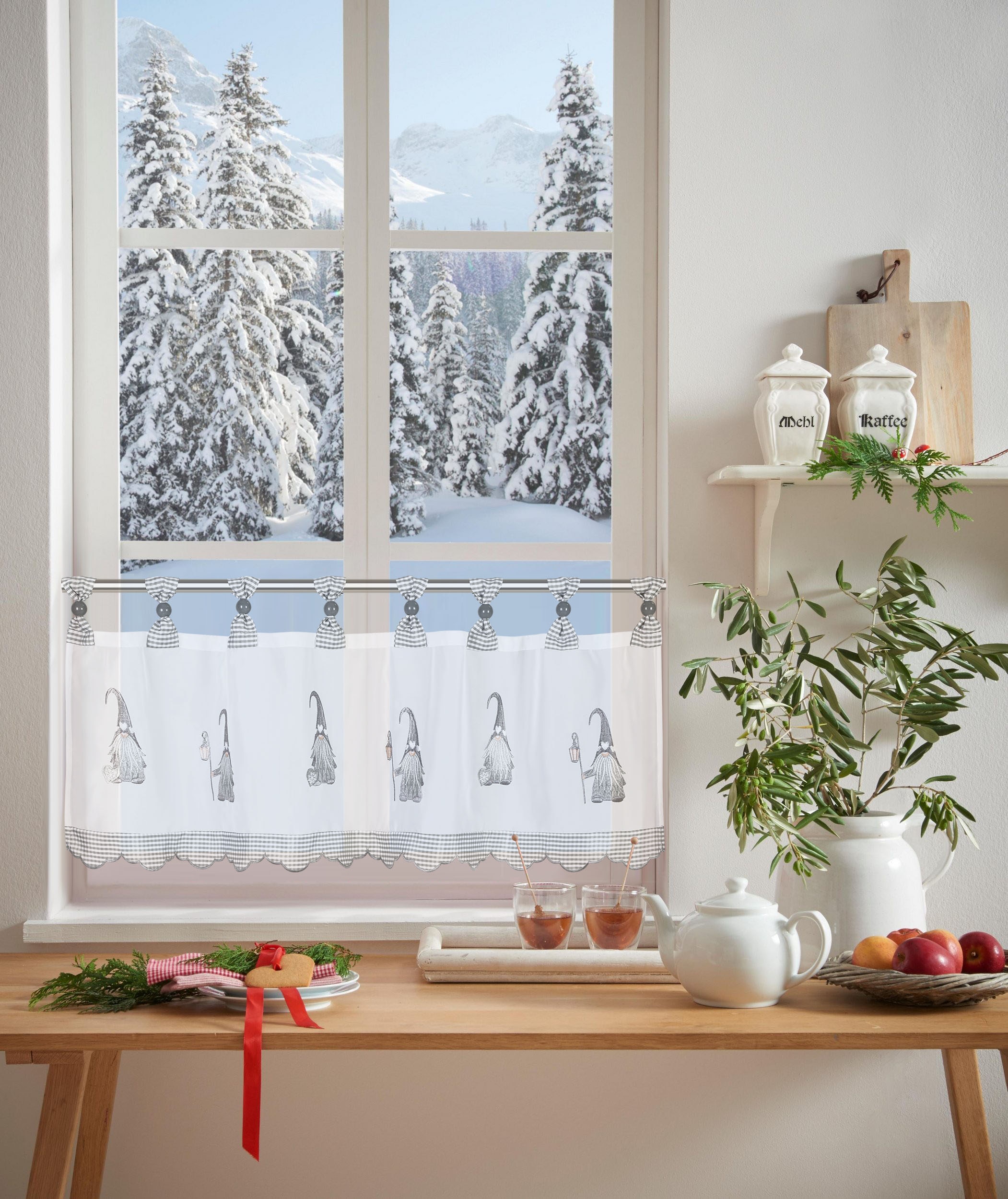 my home Scheibengardine »WICHTEL«, St.), Küche Weihnachtszeit mit für kaufen die Schlaufenaufhängung, die (1 für