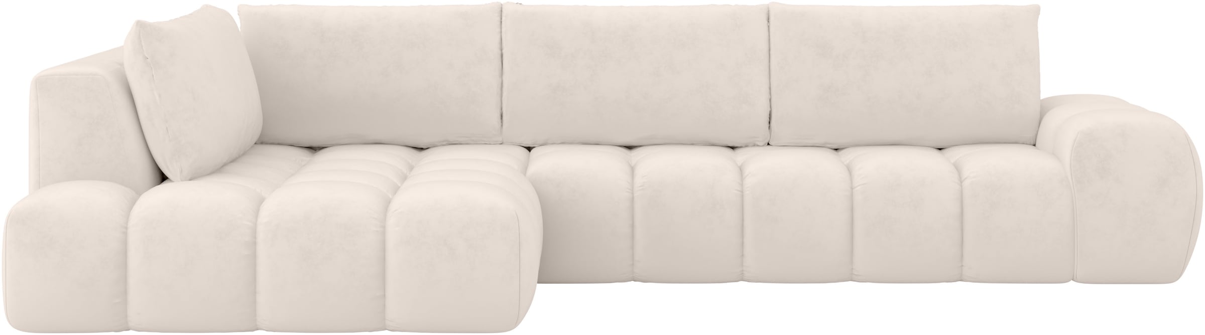 INOSIGN Ecksofa »AZITA Designsofa, elegant und bequem L-Form, Bubble-Optik«, lose Rückenkissen, traumhafte Steppung, Masse B/T/H: 352/210/72 cm