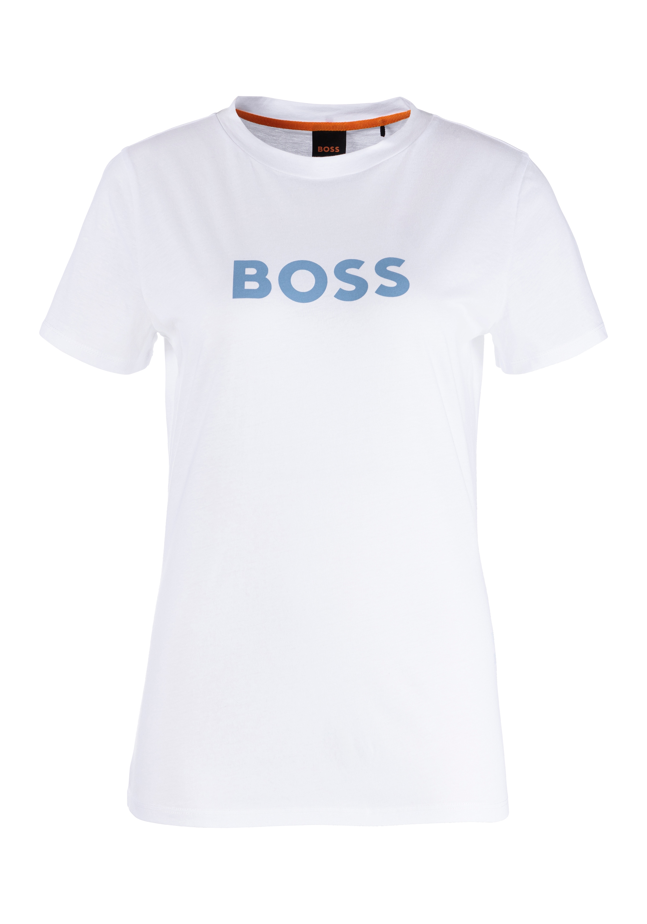 T-Shirt »C_Elogo Premium Damenmode«, mit kontrastfarbenem BOSS-Schriftzug
