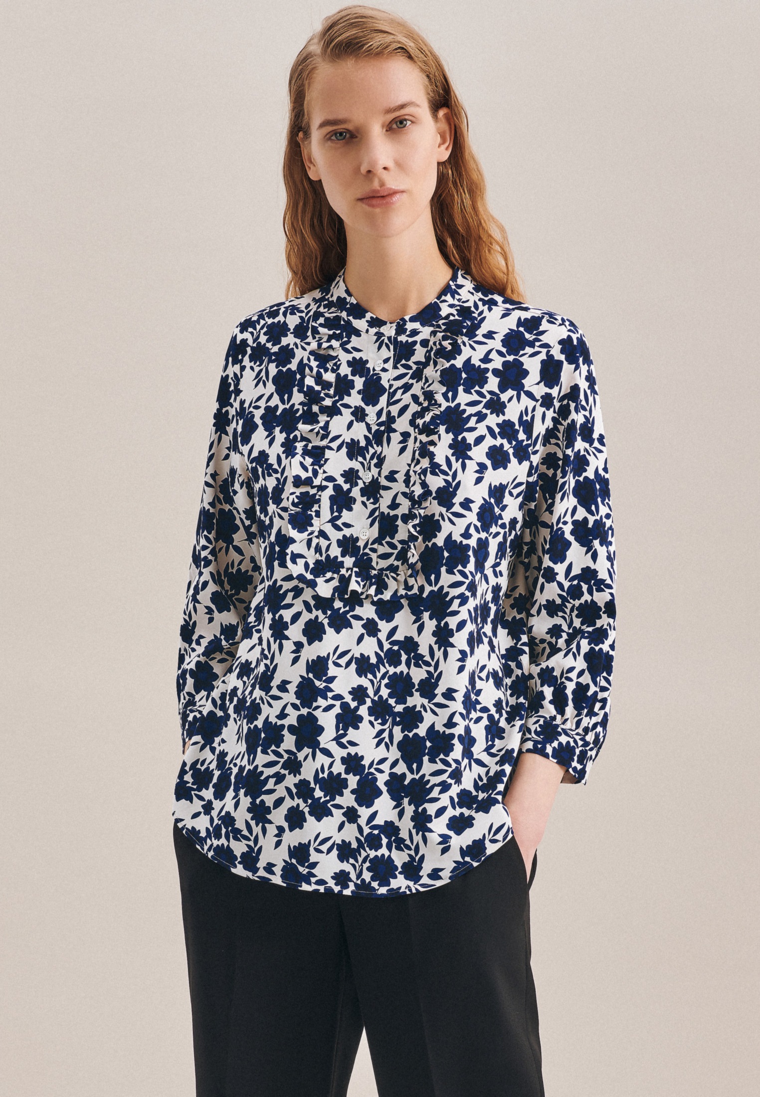 Image of seidensticker Hemdbluse »Schwarze Rose«, 3/4-Arm Kragen Druck bei Ackermann Versand Schweiz