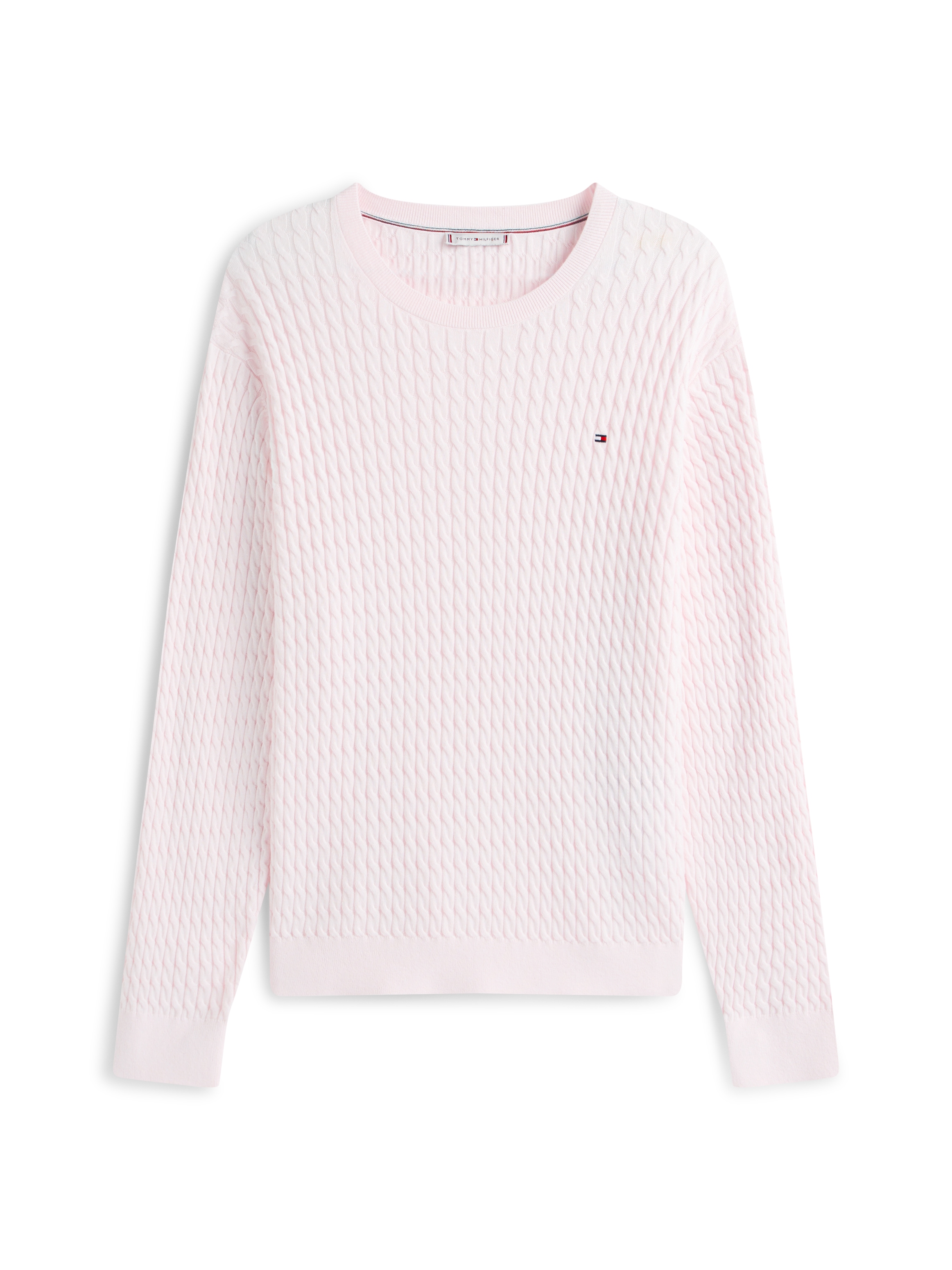 Tommy Hilfiger Curve Pull à col rond »CRV CO CABLE FINE GG CNK SWEATER« in grossen Grössen, mit Zopfmuster