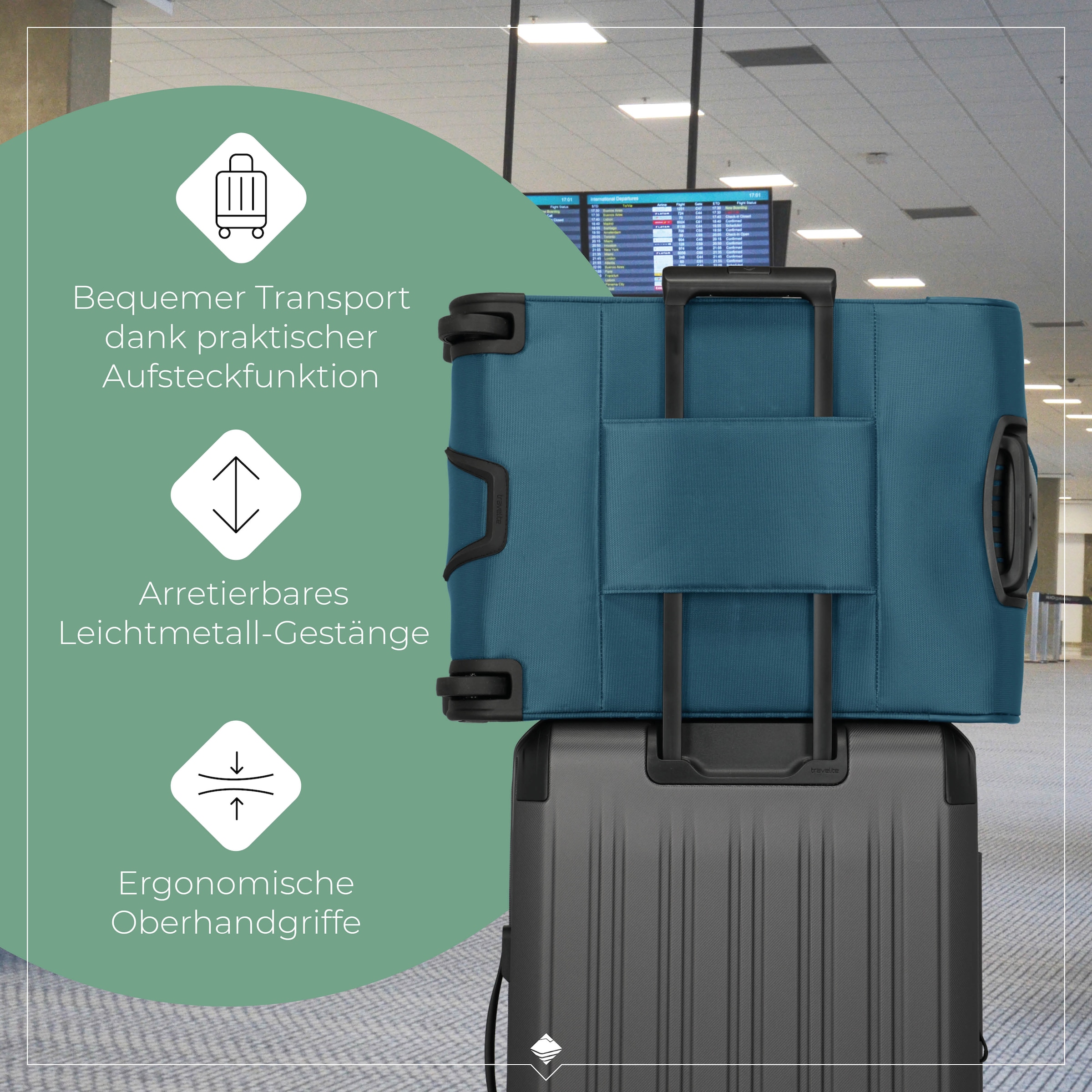 travelite Trolley pour bagages à main »JETPACK Multi Light 2 Cabin Handgepäck Koffer« 41 litre 2 Rollen bagage souple, compatible Ryanair, Condor et de nombreuses compagnies aériennes courantes