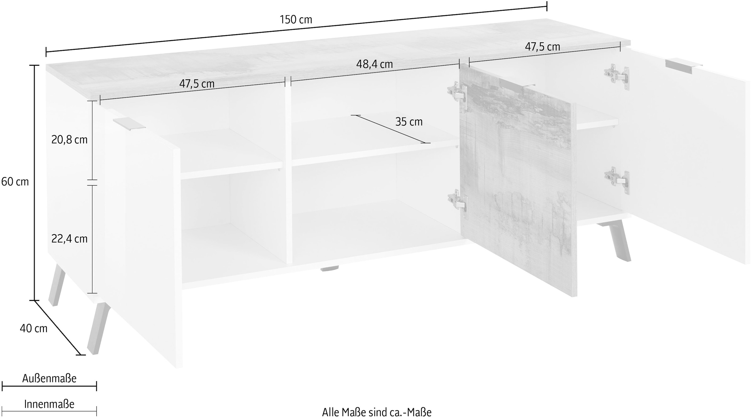 Home affaire Lowboard »CASANOVA« Breite ca. 150 cm