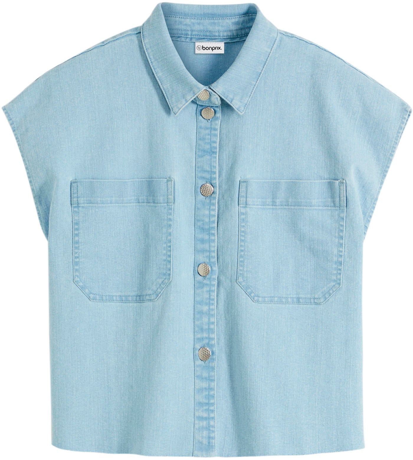 bonprix Blouse en jean »Kurze Boxy-Jeansbluse« kastiger Boxy-Shape, lässig geschnittene Passform, mit Brusttaschen