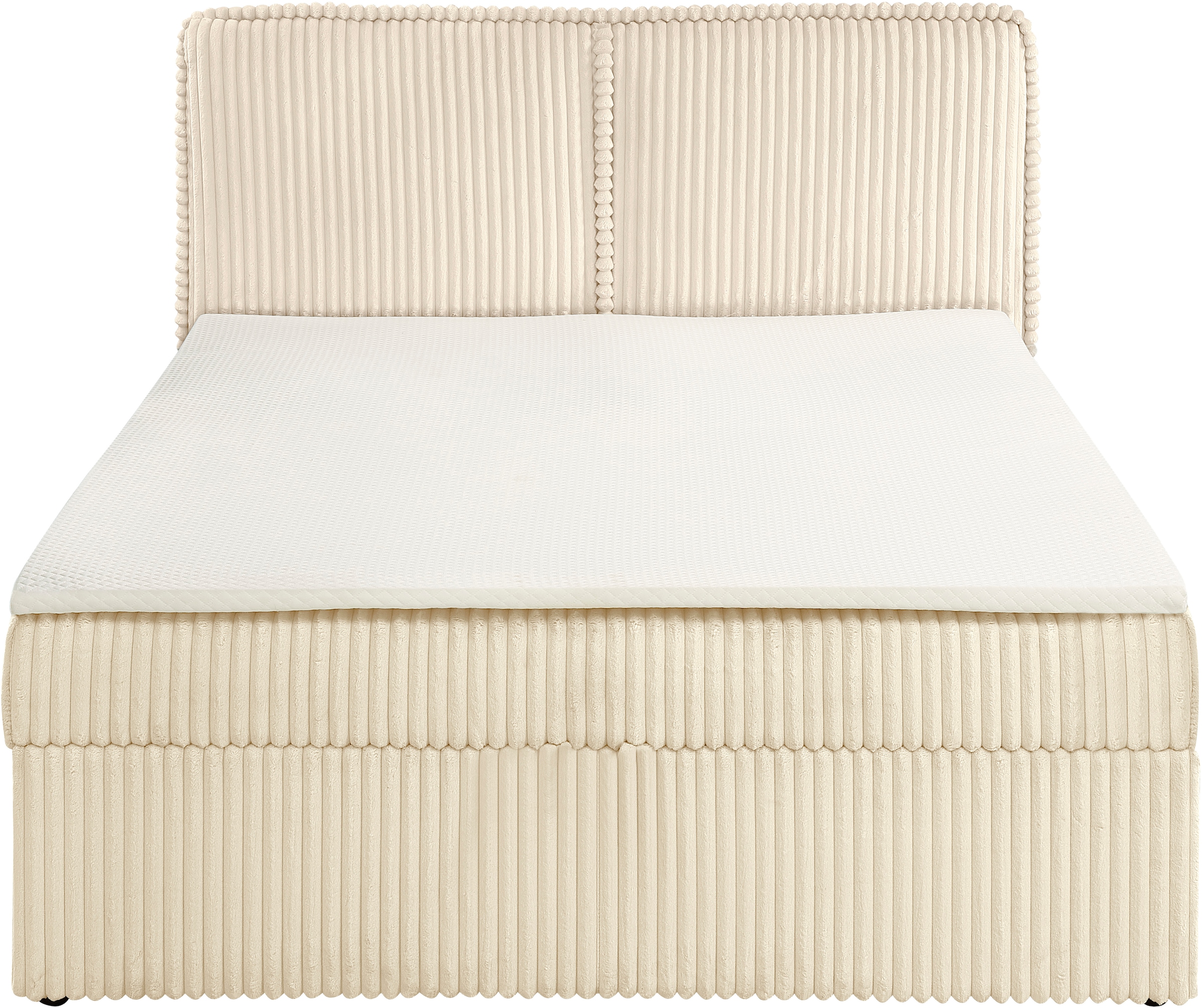 GOODproduct Polsterbett »TIFFANY, Boxbett mit Bettkasten, inkl. Taschenfederkernmatratze (H3)« mit Kaltschaumtopper, Breitcord-Bezug, 140x200 & 180x200 cm
