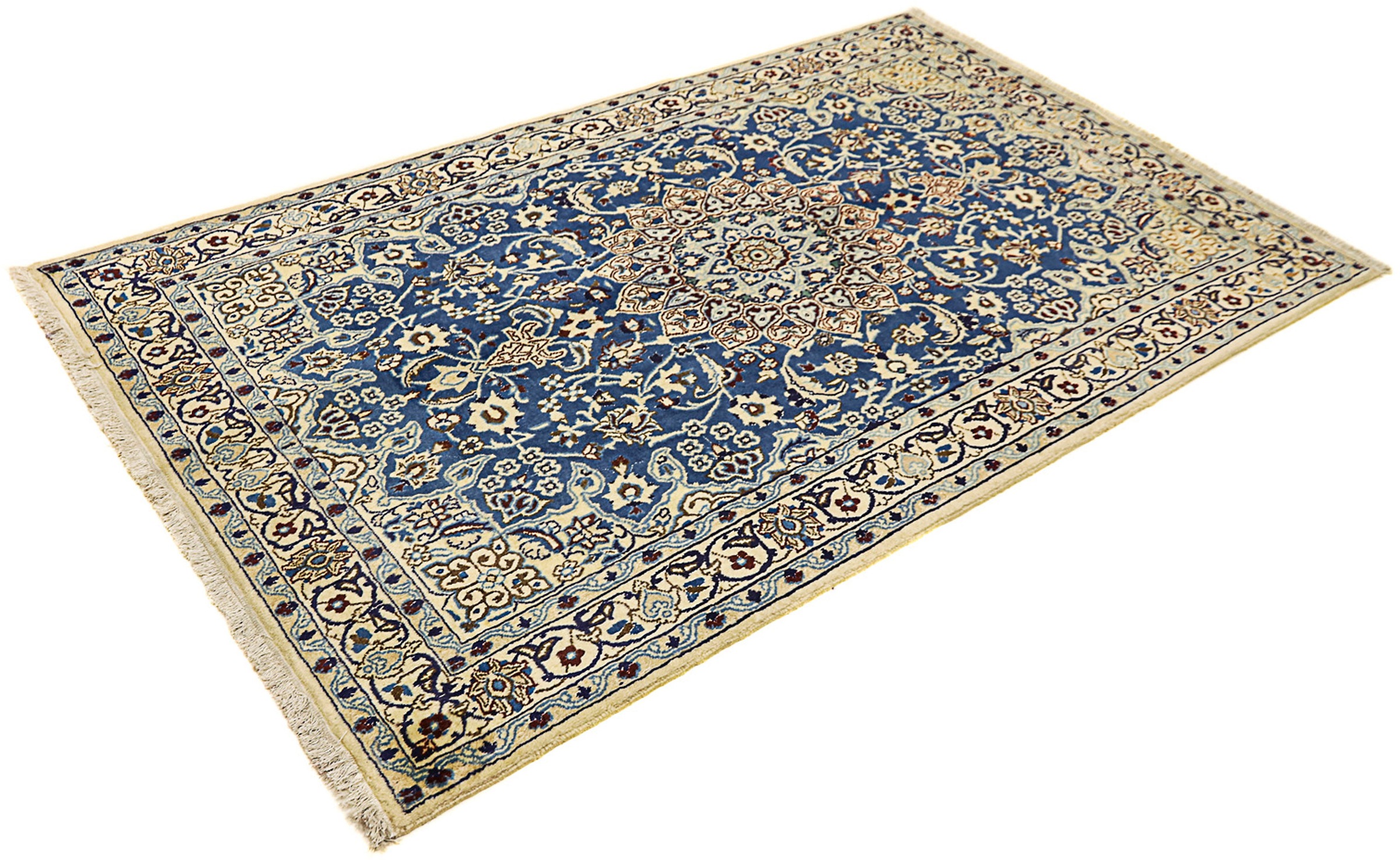 Image of morgenland Orientteppich »Perser - Nain - Royal - 202 x 125 cm - dunkelblau«, rechteckig, 10 mm Höhe, Wohnzimmer, Handgeknüpft, Einzelstück mit Zertifikat bei Ackermann Versand Schweiz