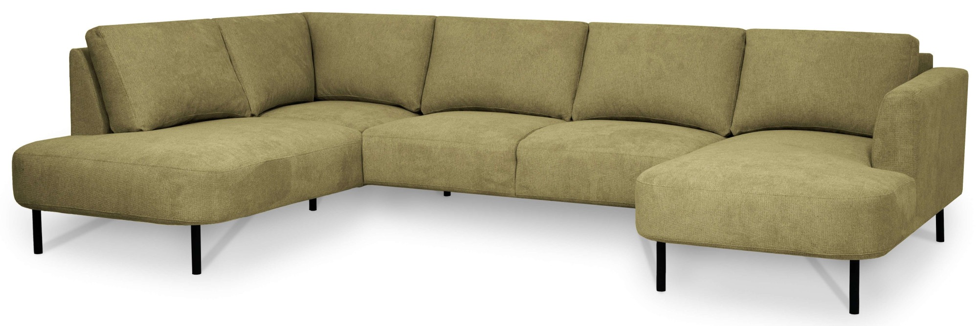 Places of Style Wohnlandschaft »Cesola«, in weichem Chenille-Stoff, Breite 327 cm, mit schwarzen Metallfüssen
