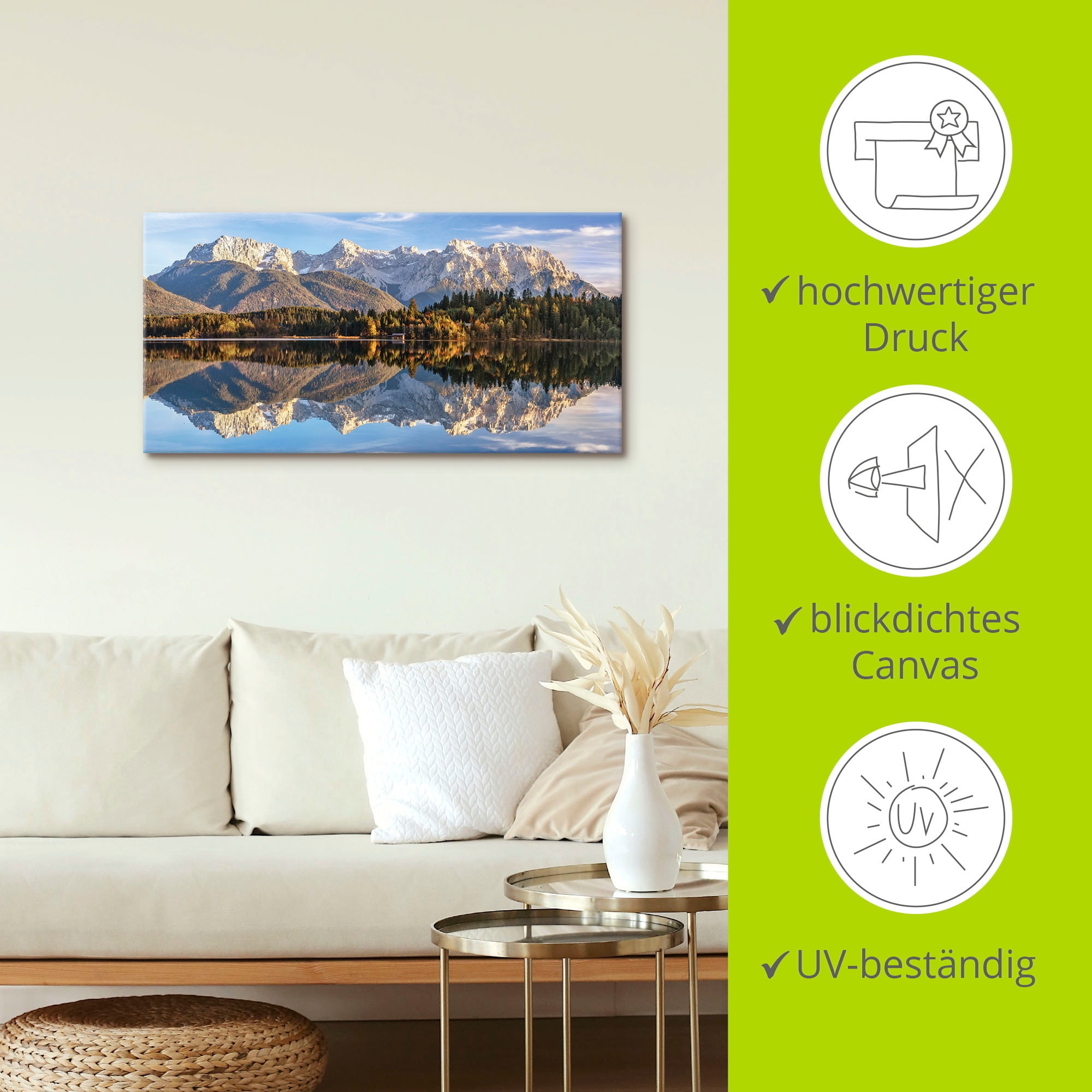 Artland Wandbild »Karwendelblick am Barmsee«, Berge & Alpenbilder, (1 St.), als Leinwandbild, Wandaufkleber in verschied. Grössen