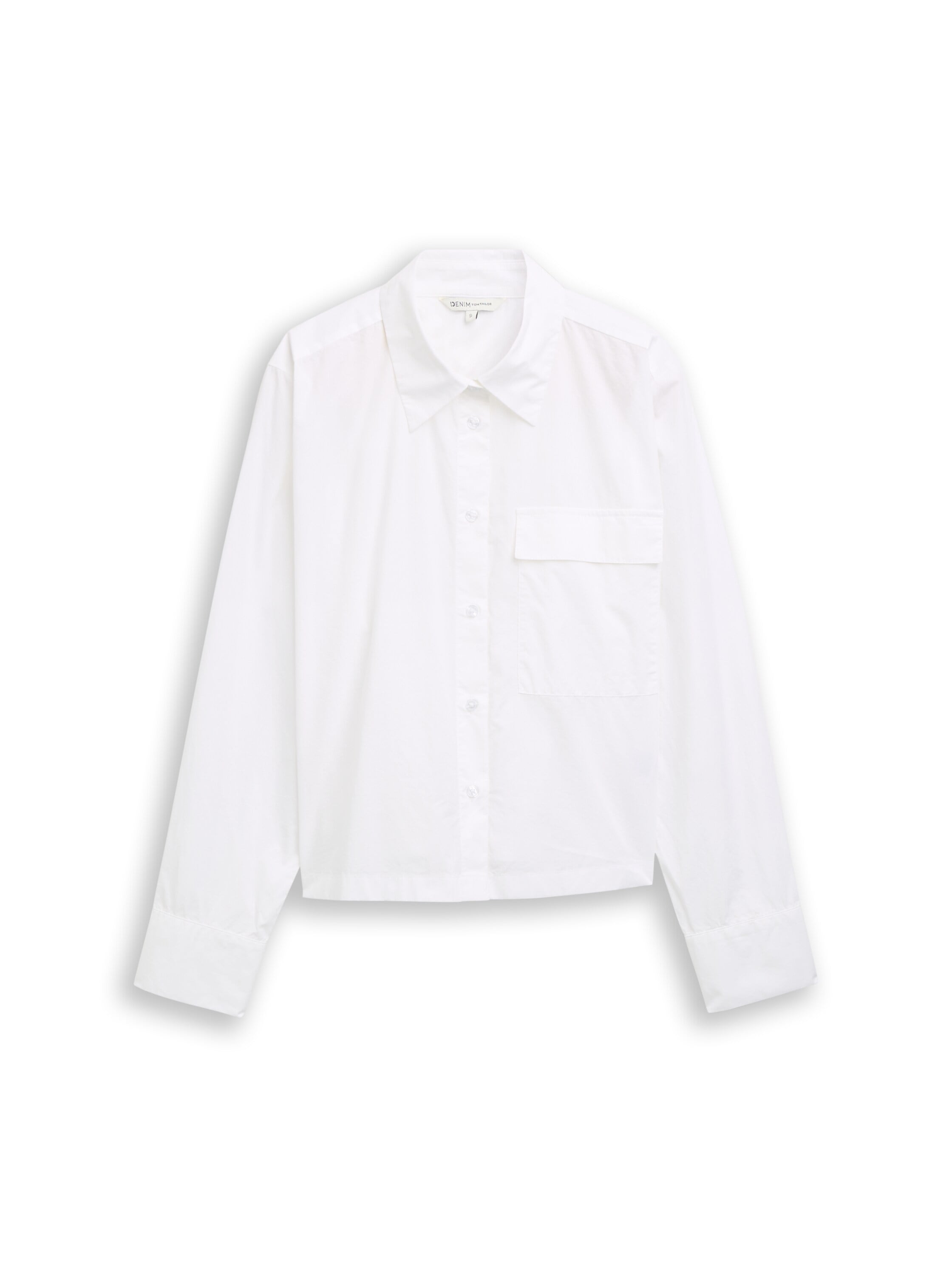 TOM TAILOR Denim Blouse à manches longues gestreift, kurze Form, mit Brusttasche