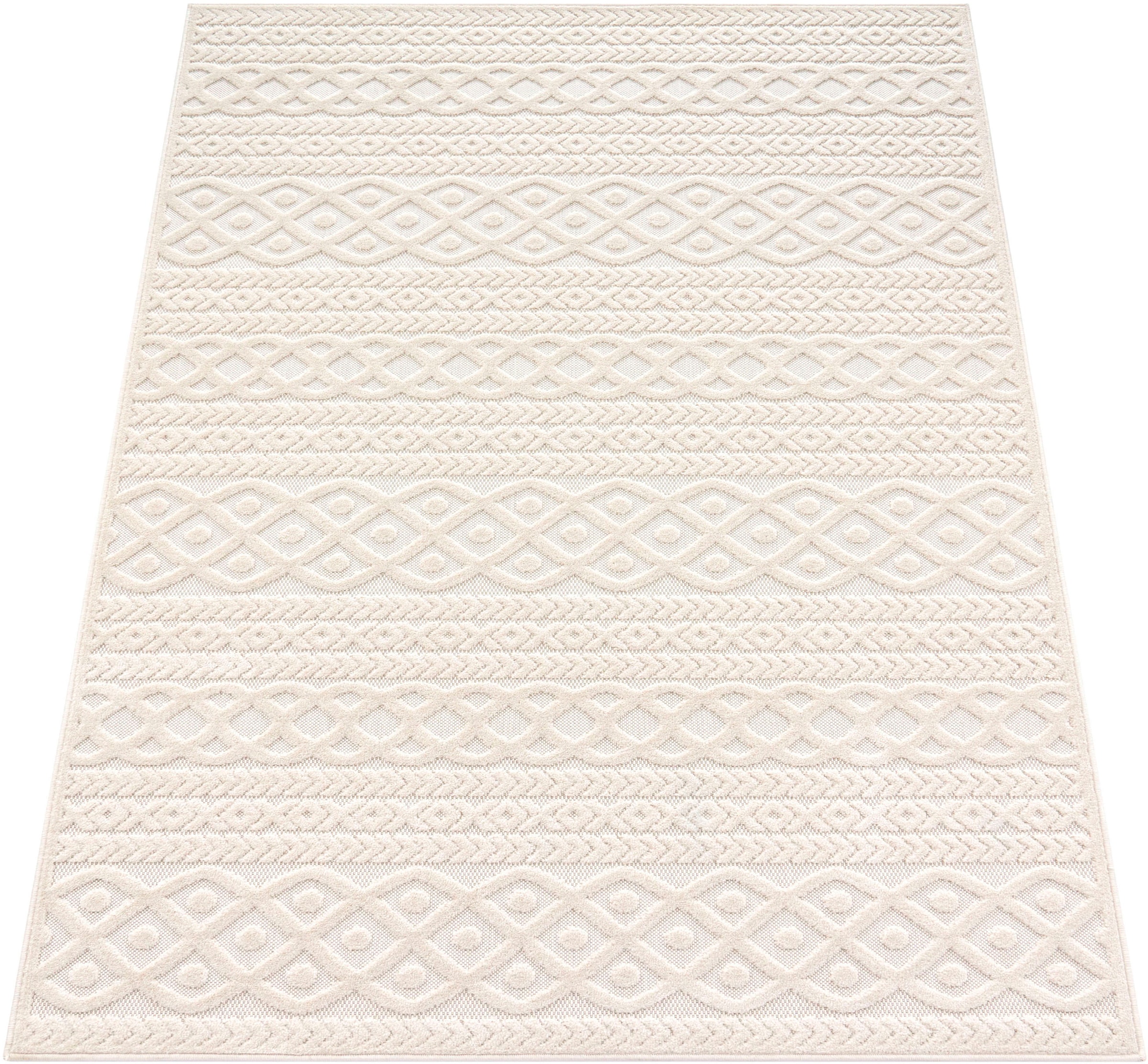 Image of Paco Home Teppich "Cotton 231" rechteckig 6 mm Höhe Uni-Farben, Hoch-Tief Effekt, boho, In- und Outdoor geeignet