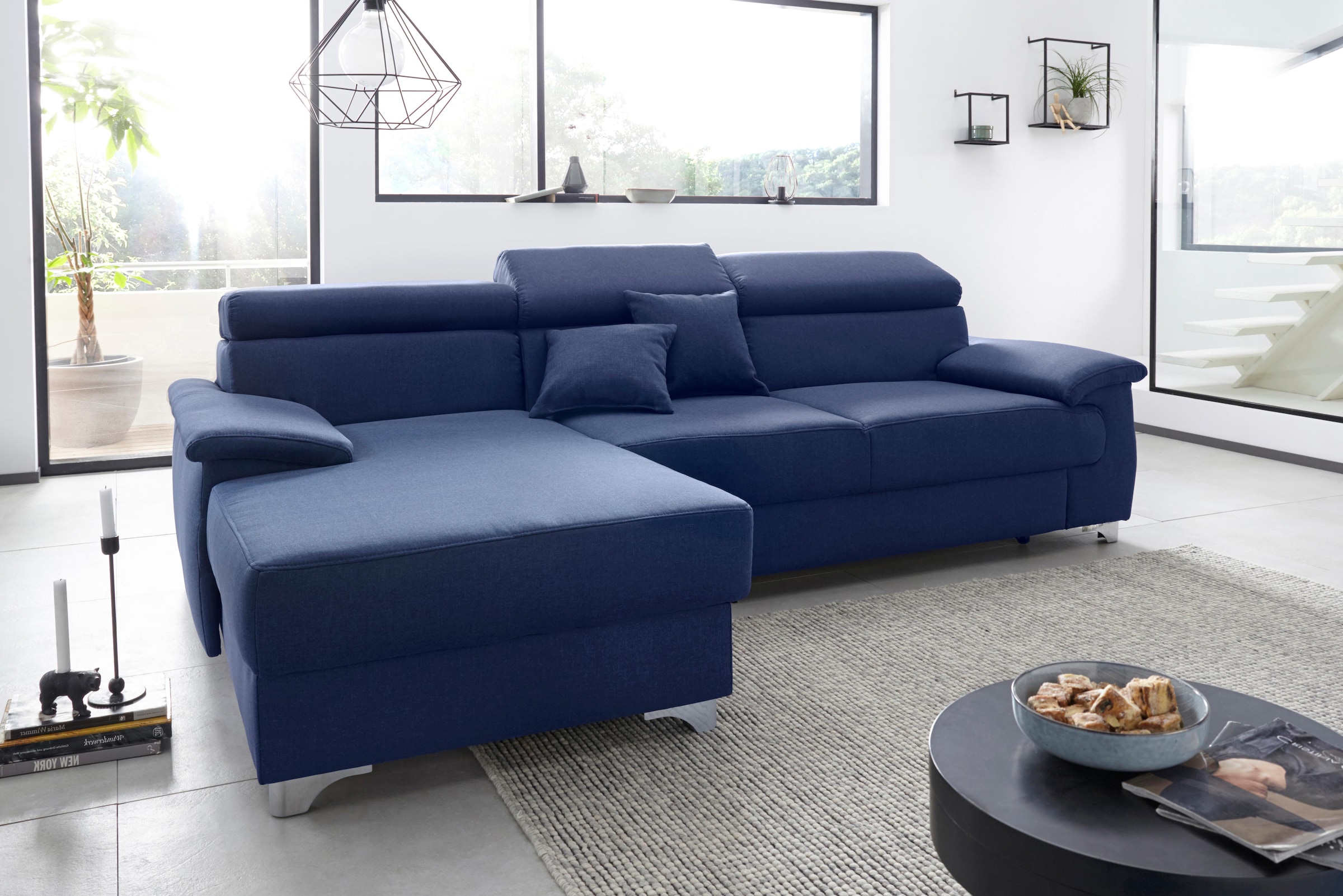 DOMO collection Ecksofa »Mira, inklusive Kopfteilverstellung für mehr Wohlfühlkomfort, L-Form« wahlweise mit Bettfunktion und Bettkasten, elegant und modern