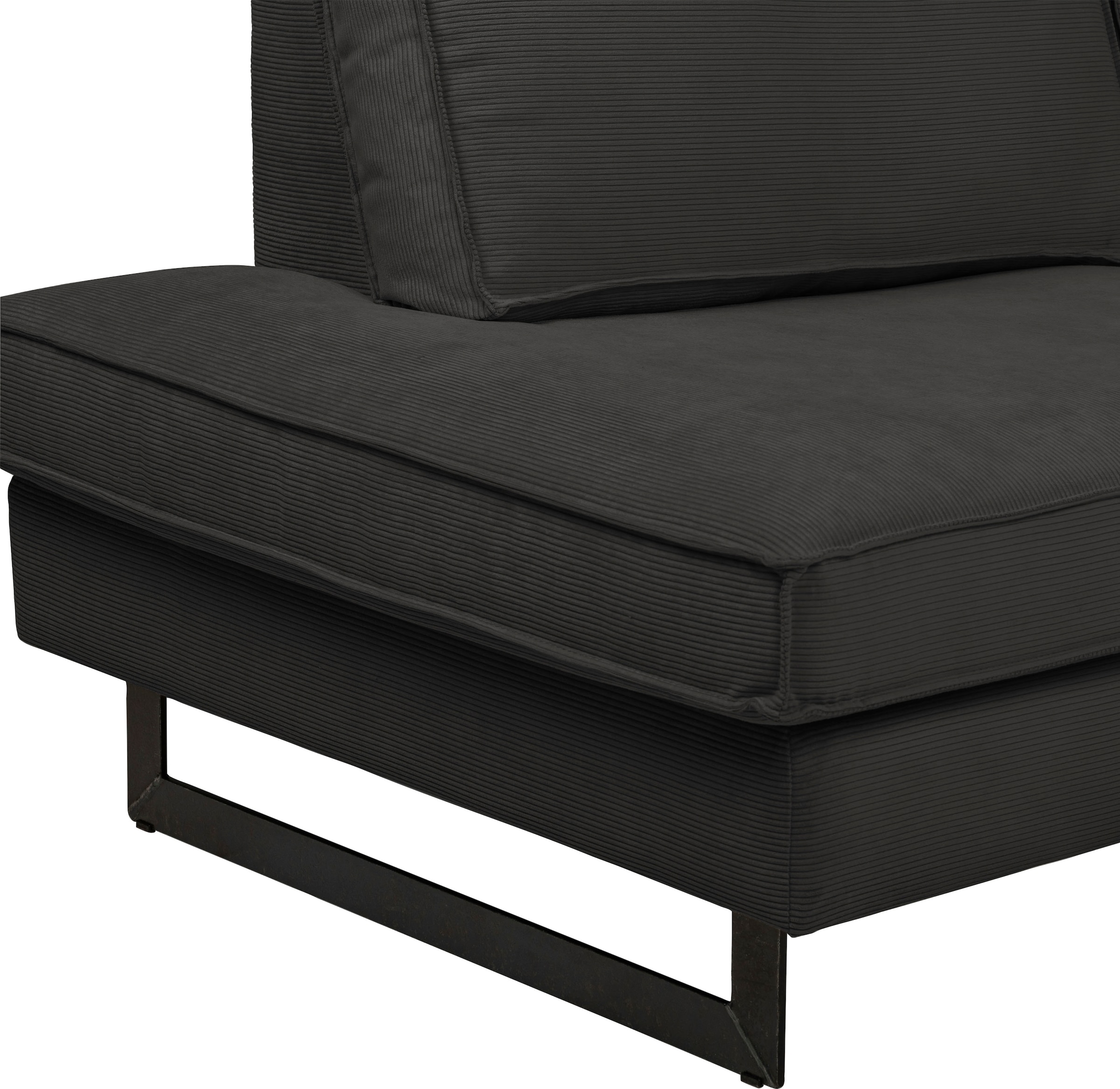 Places of Style Wohnlandschaft »Pinto, 350 cm, U-Form, XXL, mit Ottomanen«, Cord, Chenille, Lederoptik, mit Keder, Metallfüsse, Wellenunterfederung