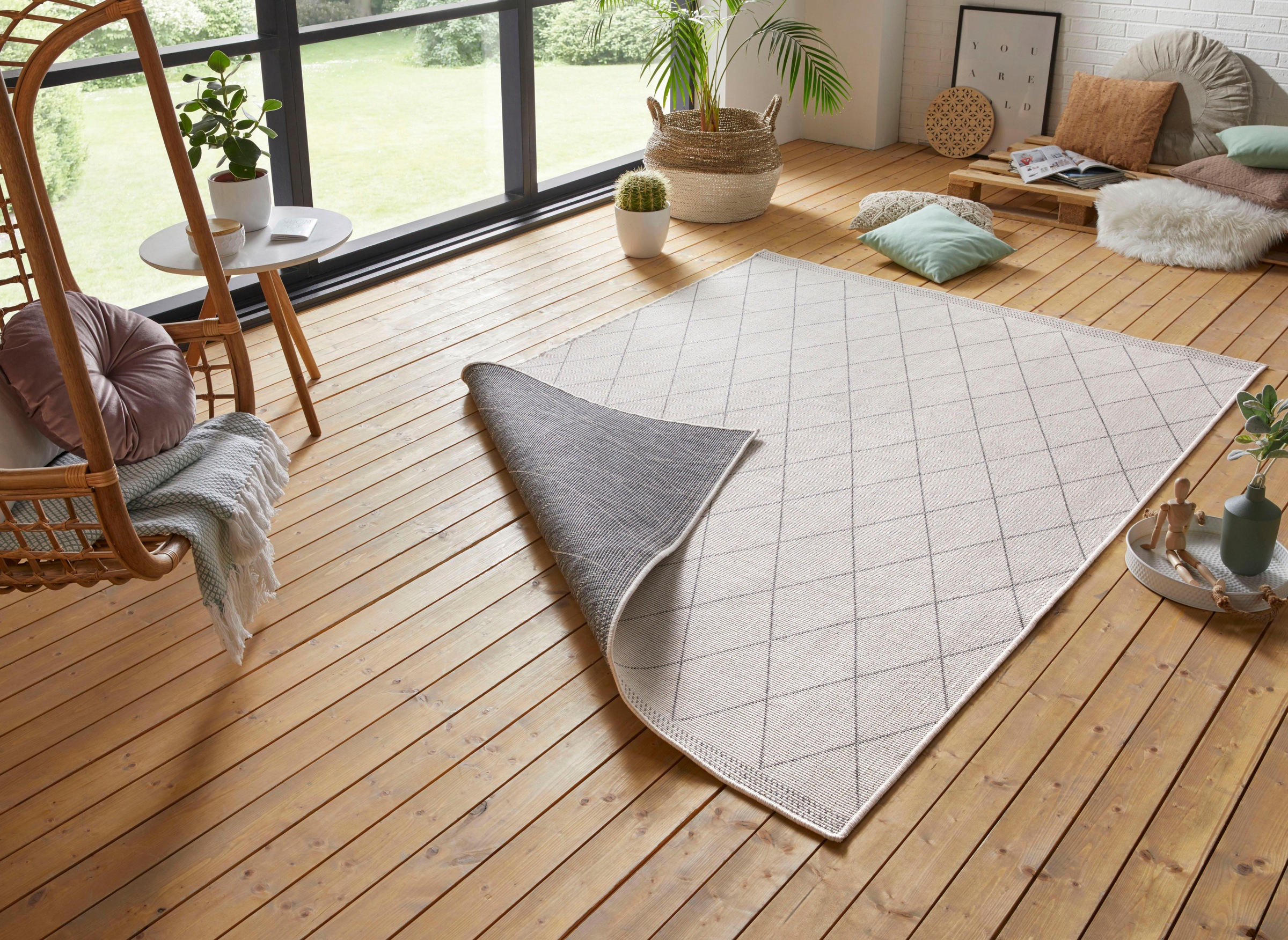 freundin Home Collection Teppich »Daisy«, rechteckig, In-& Outdoor, Teppich, Wetterfest, Balkon, Garten, Wohnzimmer, Modern