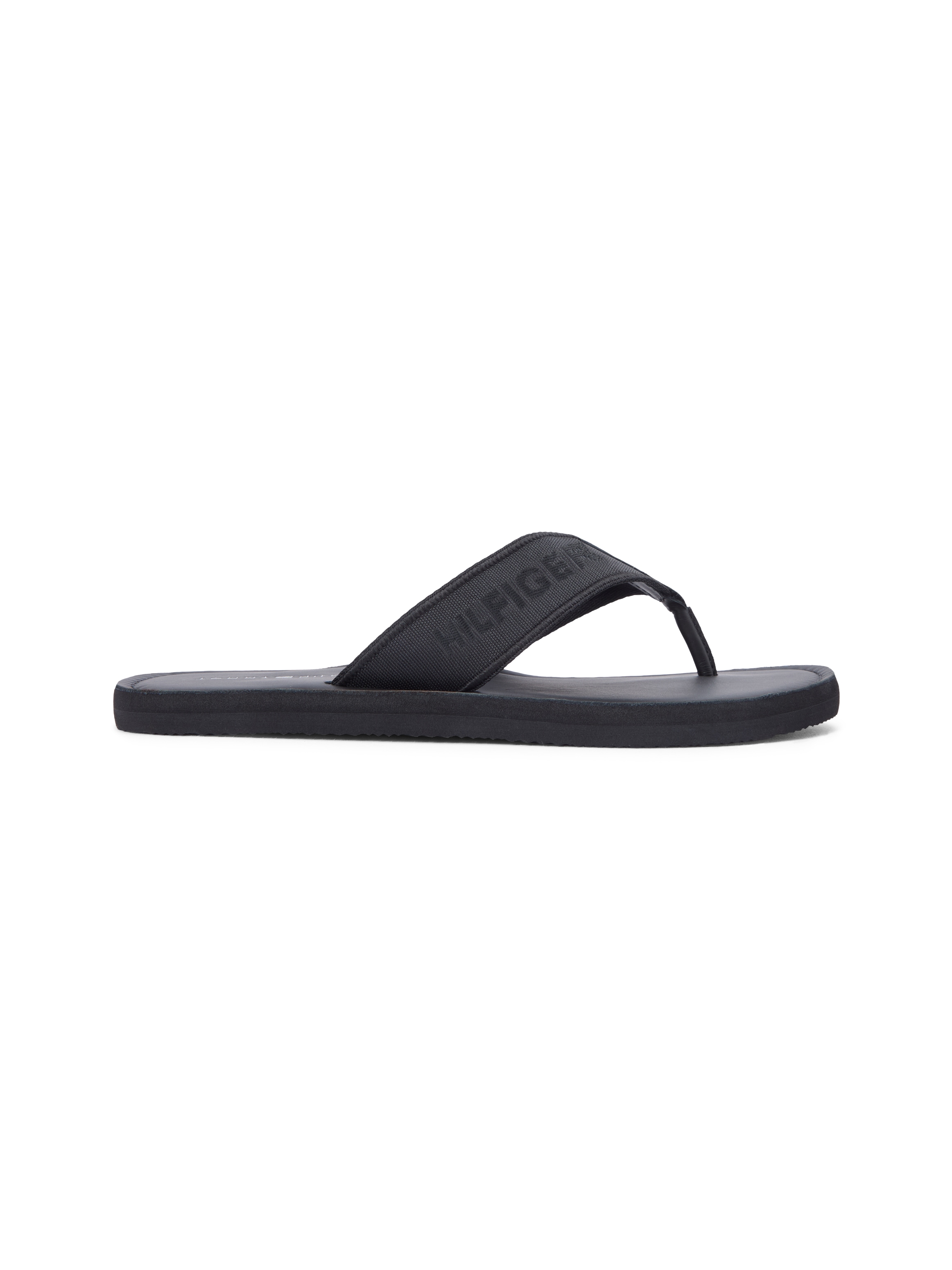 Tommy Hilfiger Séparateur d'orteils »HILFIGER LEATHER BEACH SANDAL«  chaussure d'été, plate avec broderie logo tendance