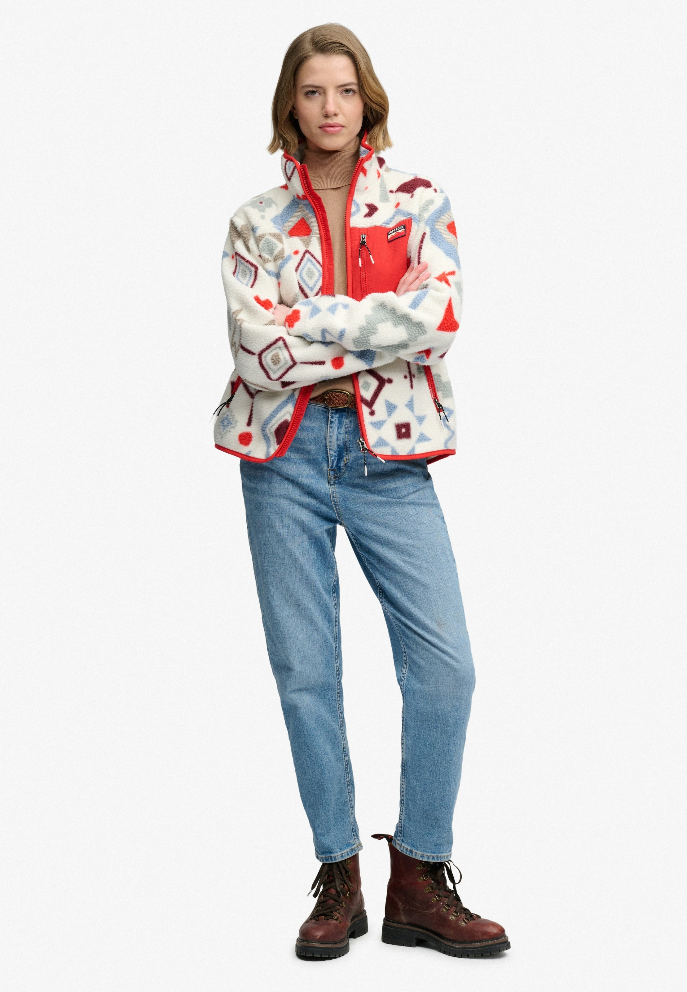 Superdry Veste polaire »OUTDOOR PRINTED ZIP FLEECE« coupe slim, col montant