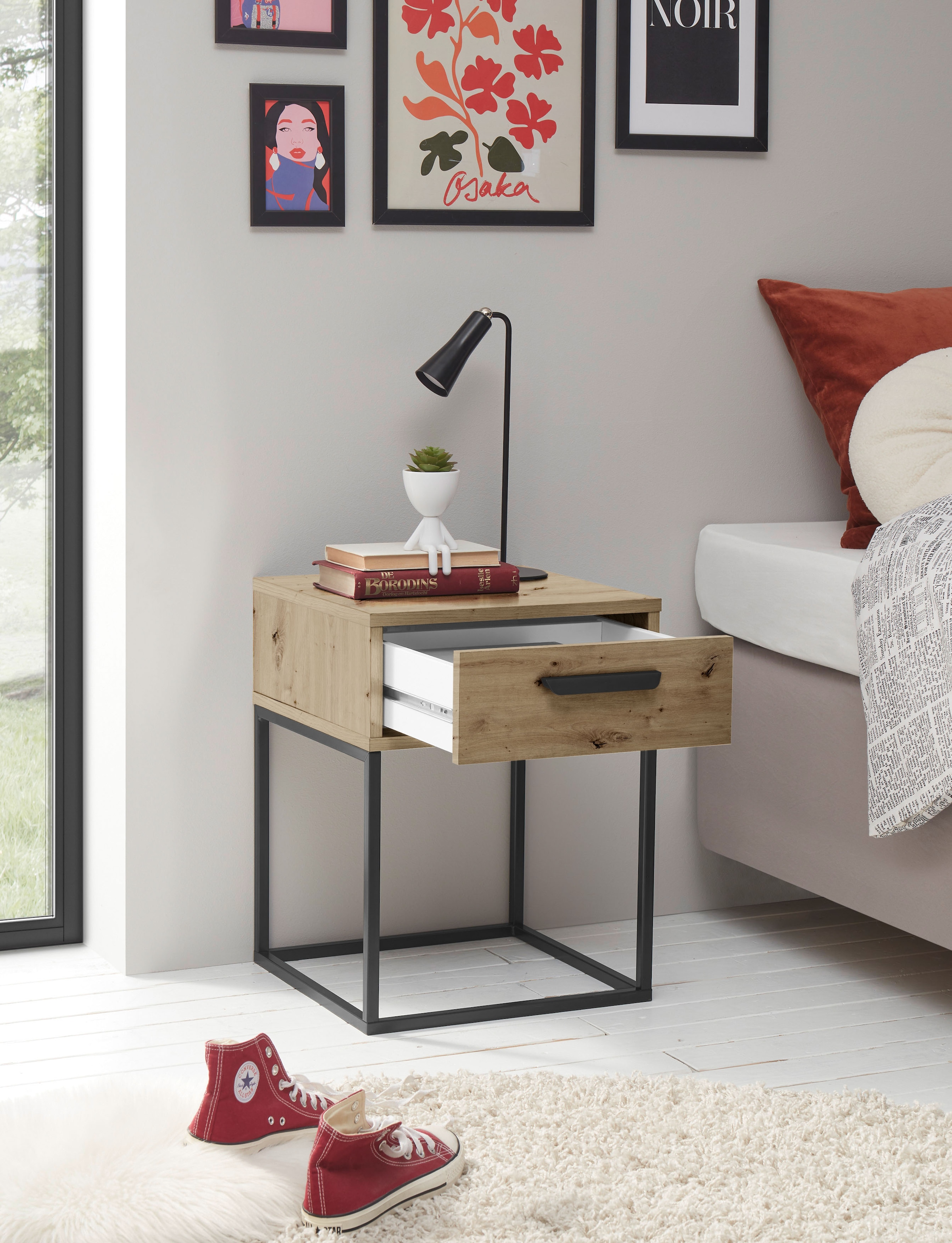 Schlafkontor »Suna Kommode, Nachttisch, Nachtschrank« auf Metallgestell