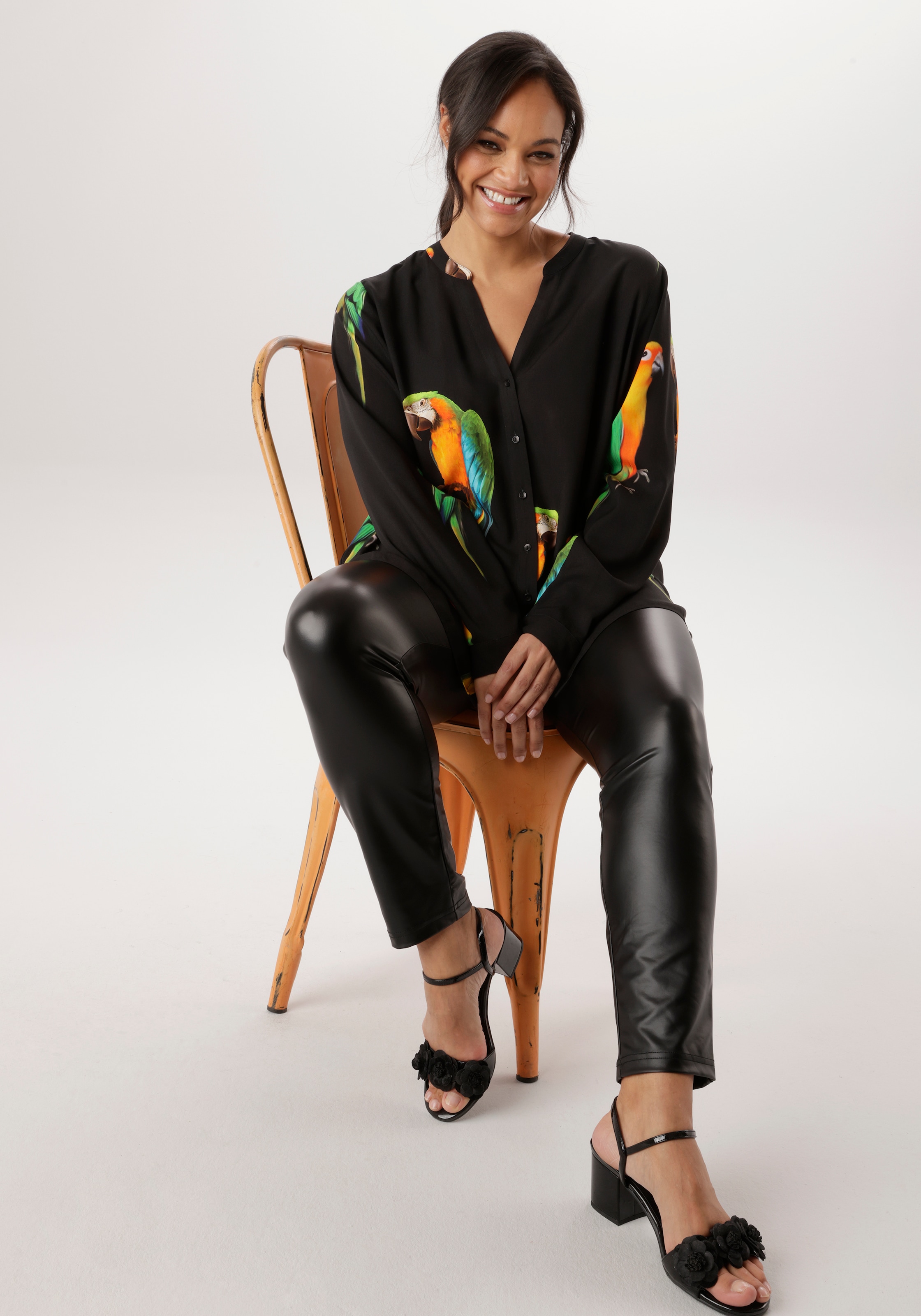 Aniston PLUS Chemisier long Mit ausgefallenen Papgeien Druck - NEUE KOLLEKTION